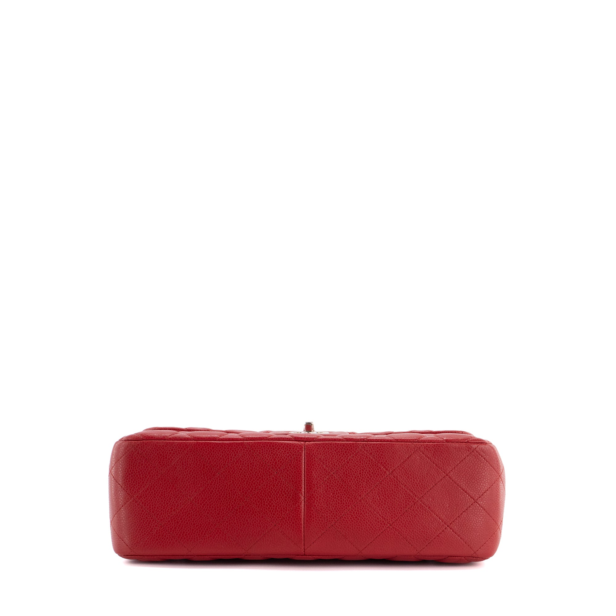 CHANEL - Sac à bandoulière Classique/Timeless Jumbo Chanel en cuir caviar rouge
