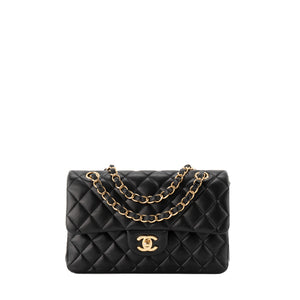 CHANEL - Sac à main Classique/Timeless small Chanel en cuir lisse noir