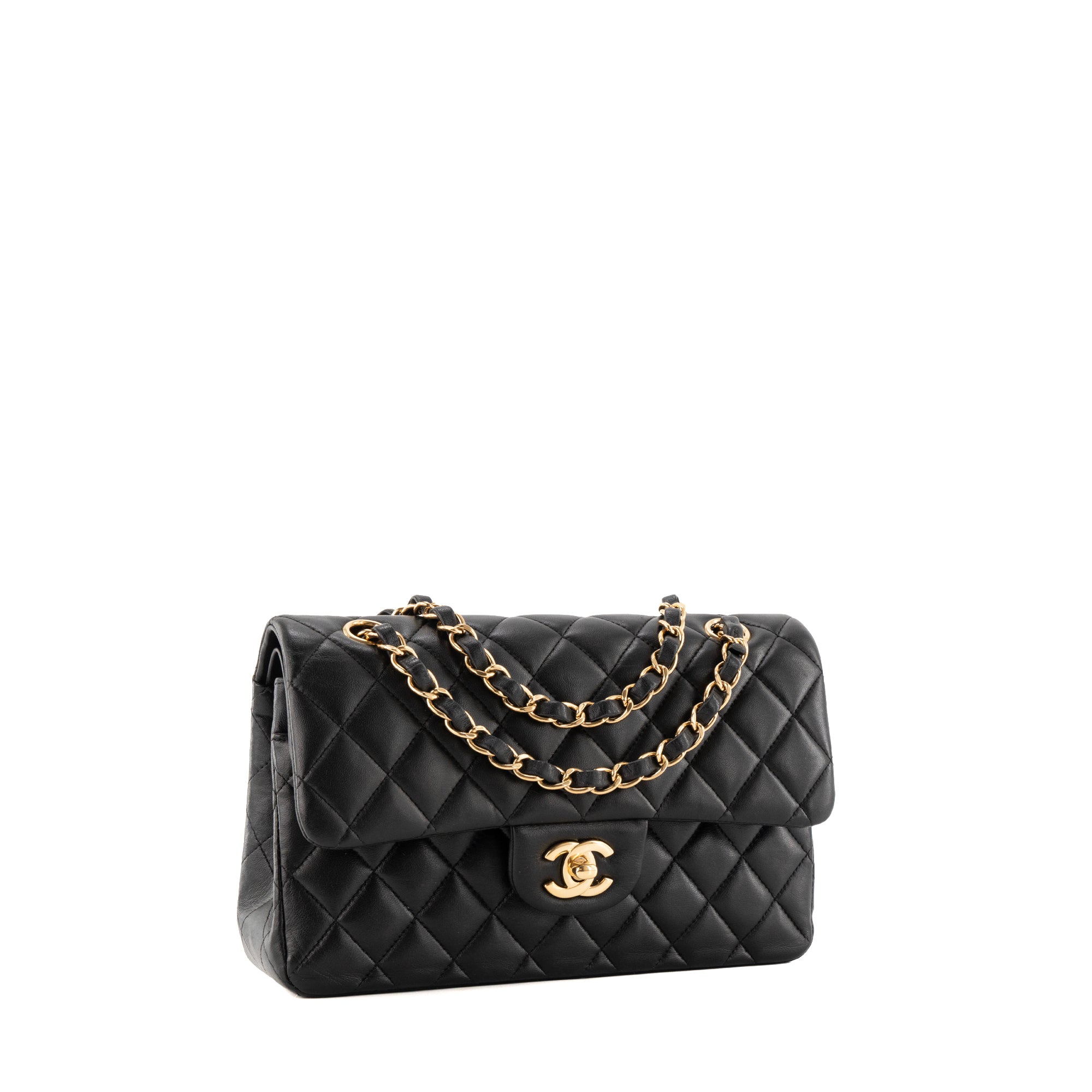 CHANEL - Sac à main Classique/Timeless small Chanel en cuir lisse noir