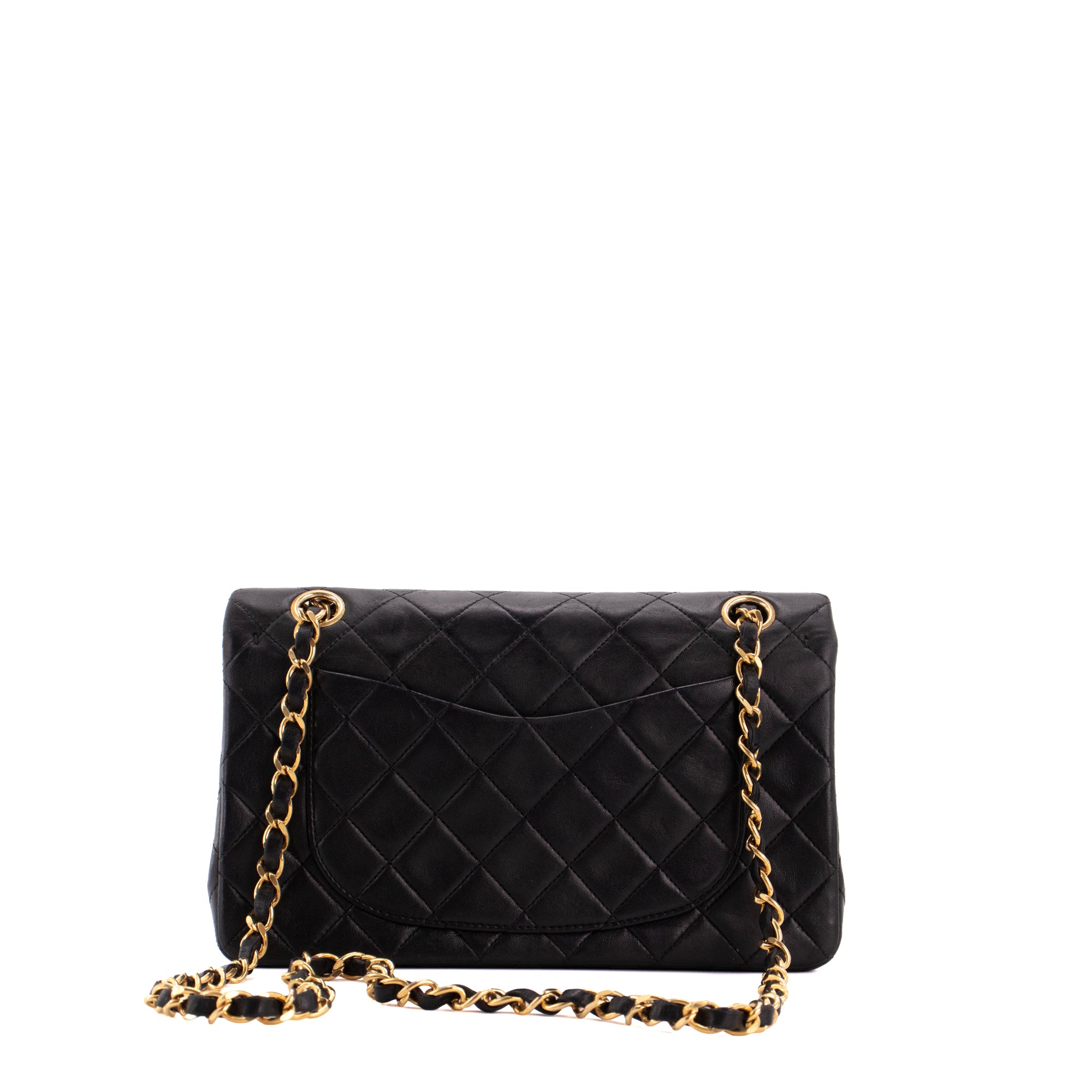 CHANEL - Sac à main Classique/Timeless small Chanel en cuir lisse noir vintage
