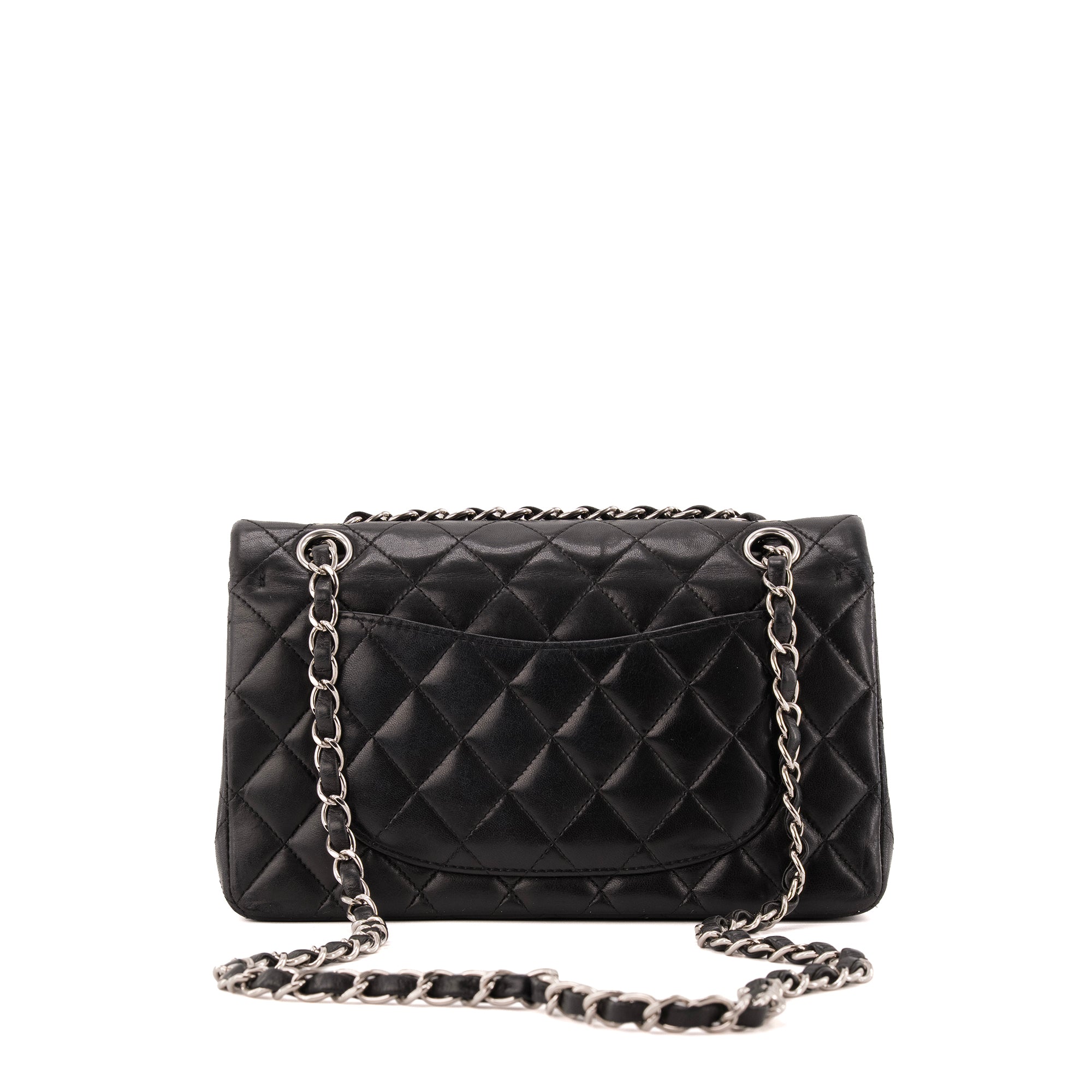 CHANEL - Sac à main Classique/Timeless small Chanel en cuir lisse noir