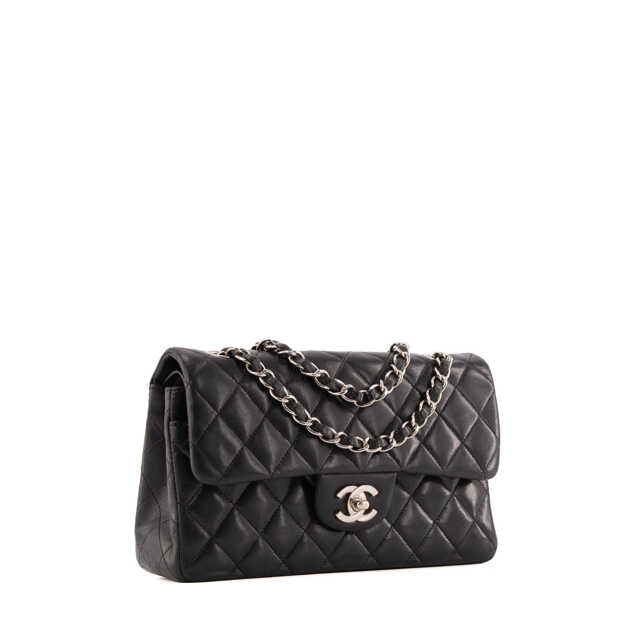 CHANEL - Sac à main Classique/Timeless small Chanel en cuir lisse noir