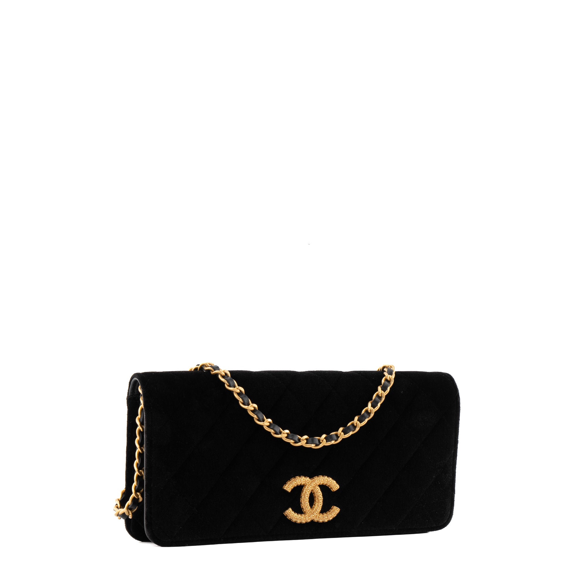 CHANEL - Sac à main East West Chanel en velours noir