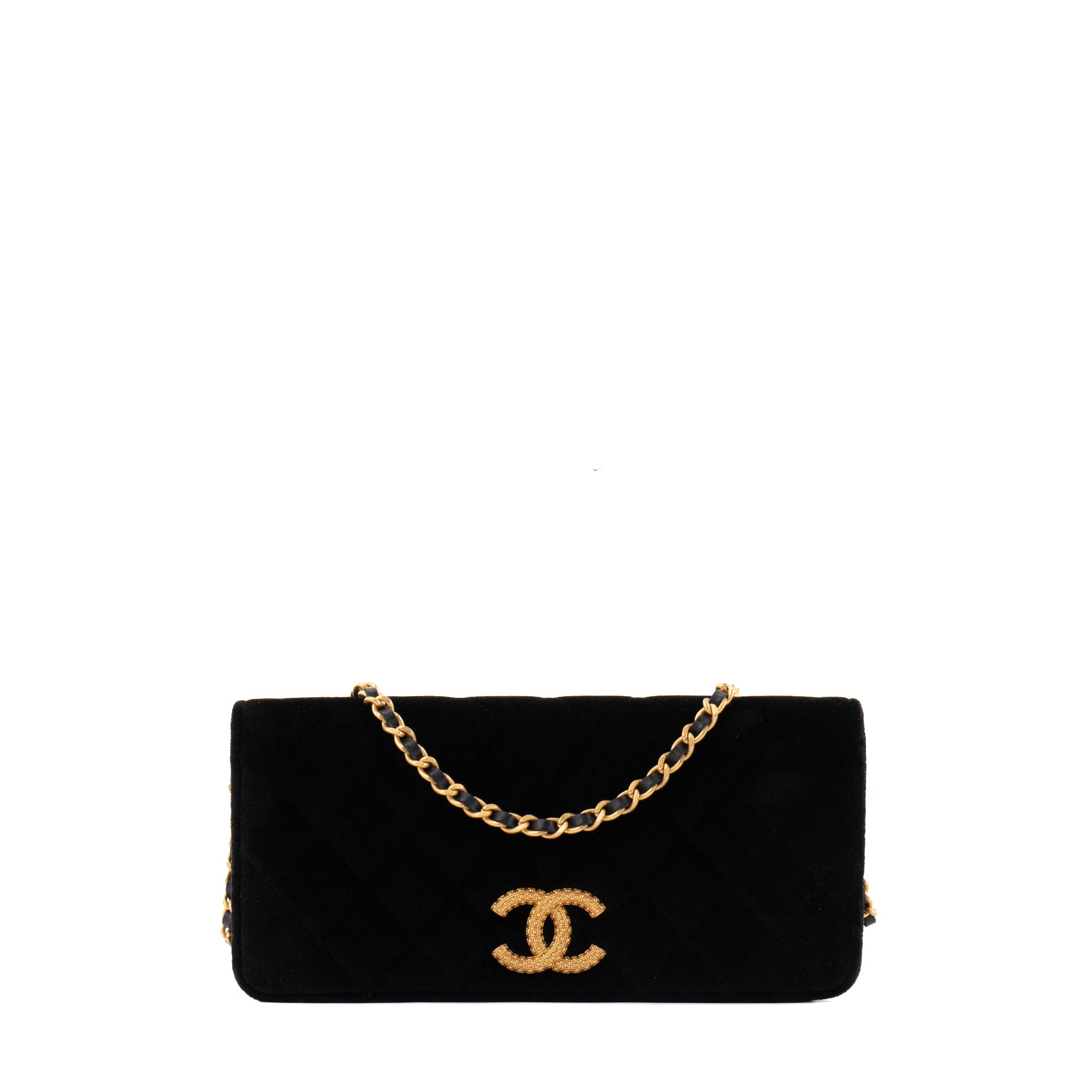 CHANEL - Sac à main East West Chanel en velours noir