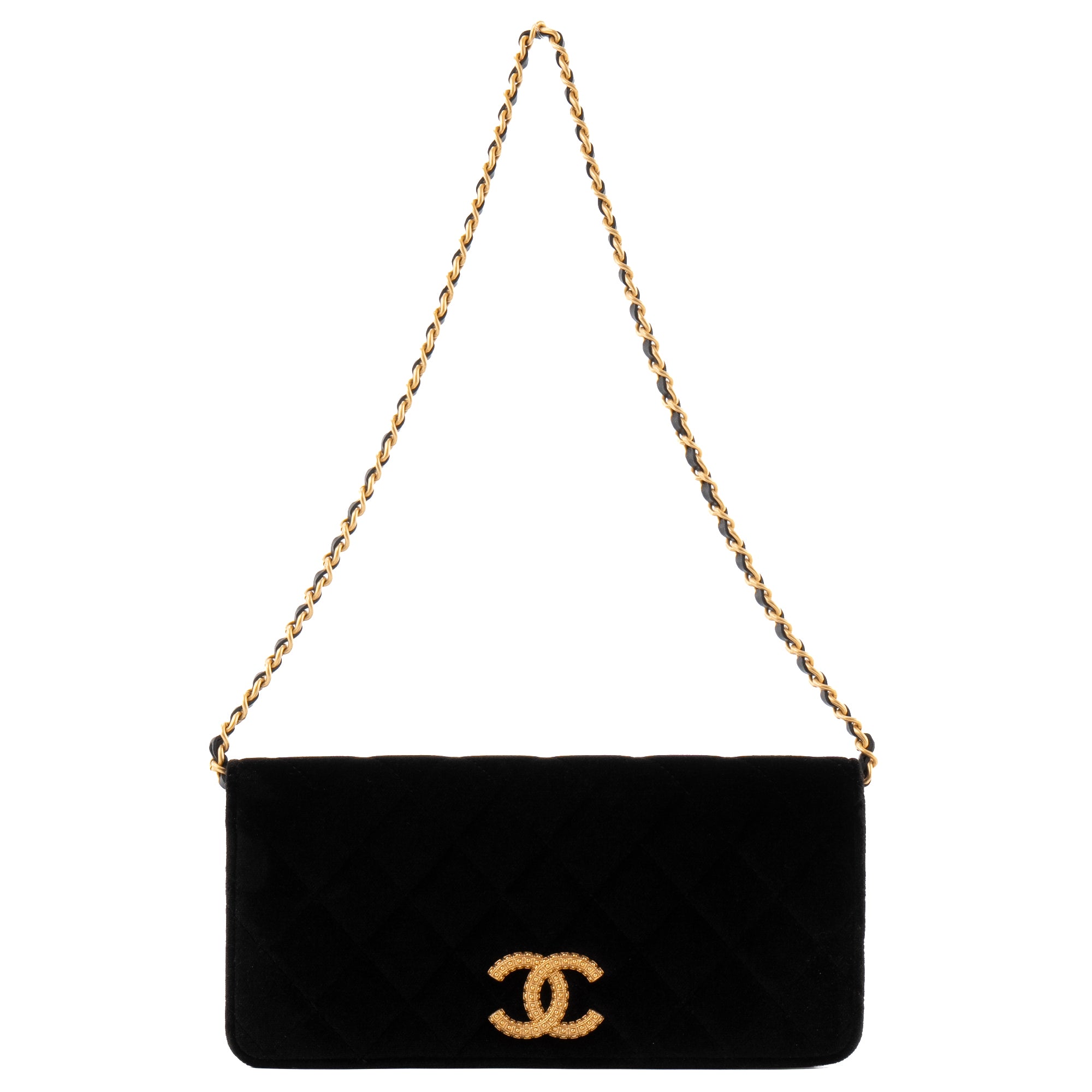 CHANEL - Sac à main East West Chanel en velours noir