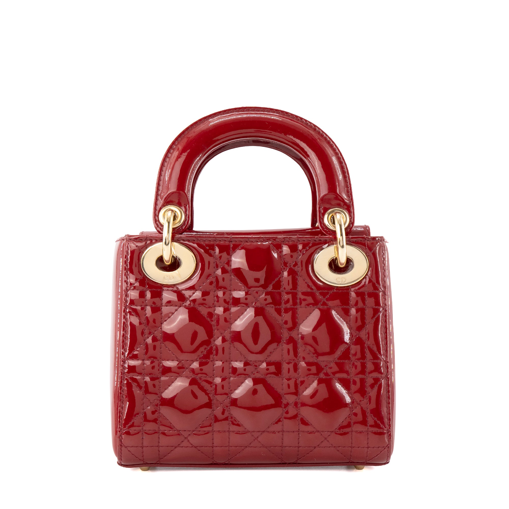DIOR - Sac à main Lady Dior mini Dior en cuir verni rouge
