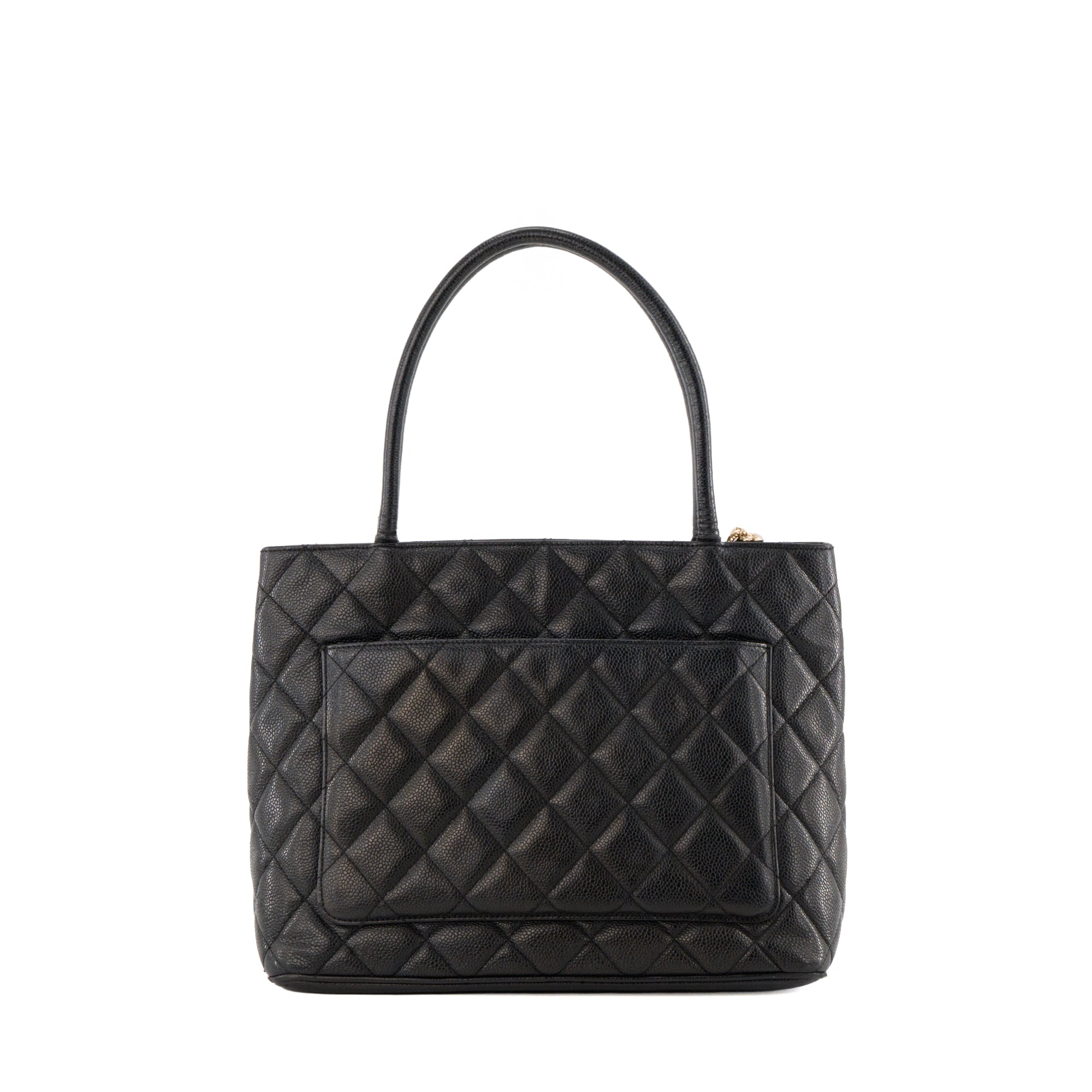 CHANEL - Sac à main Medaillon Chanel en cuir caviar noir