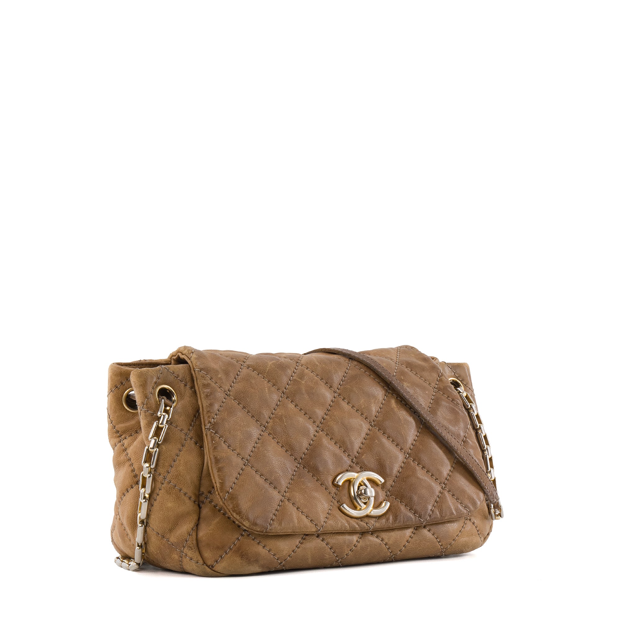 CHANEL - Sac à main Retro Accordéon Chanel en cuir grainé marron