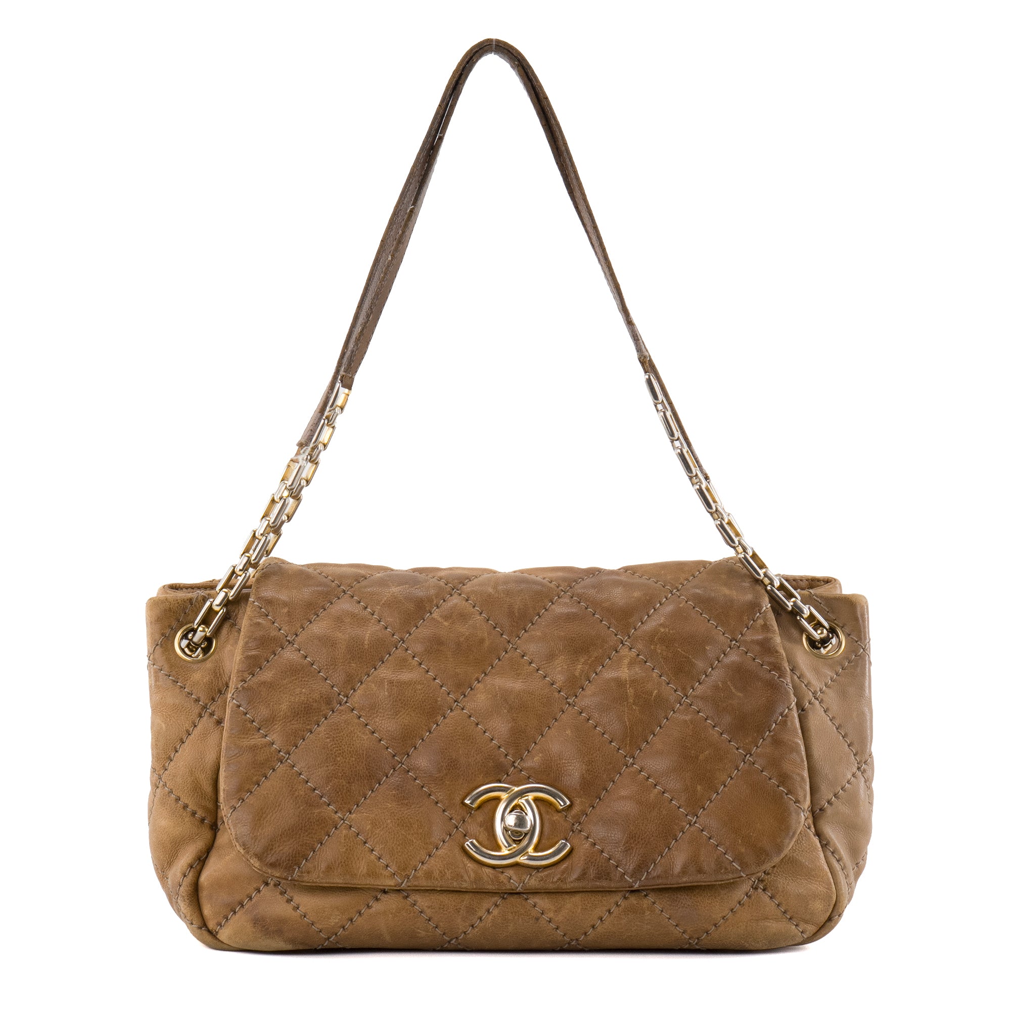 CHANEL - Sac à main Retro Accordéon Chanel en cuir grainé marron