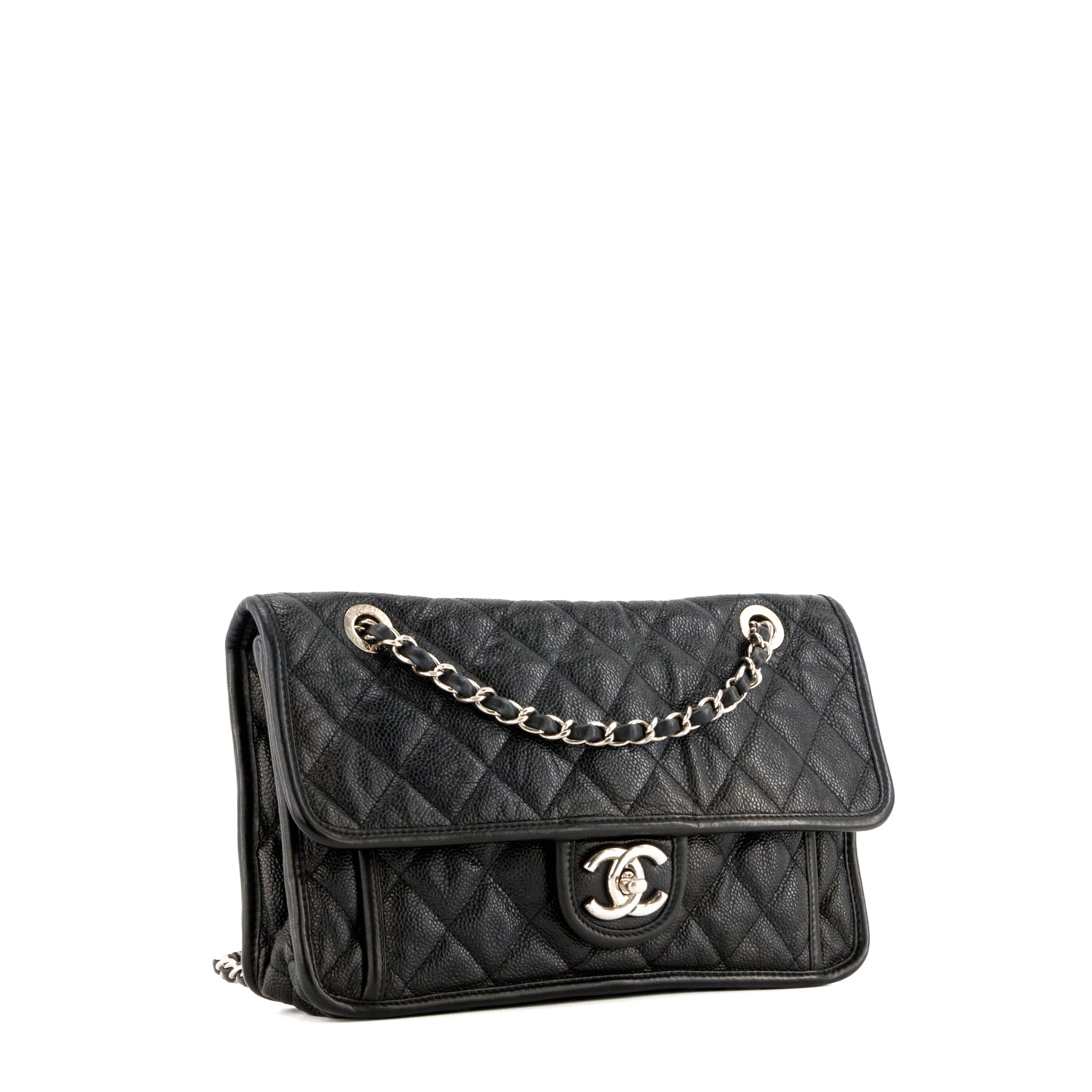 CHANEL - Sac à main Timeless French Riviera Chanel en cuir caviar noir