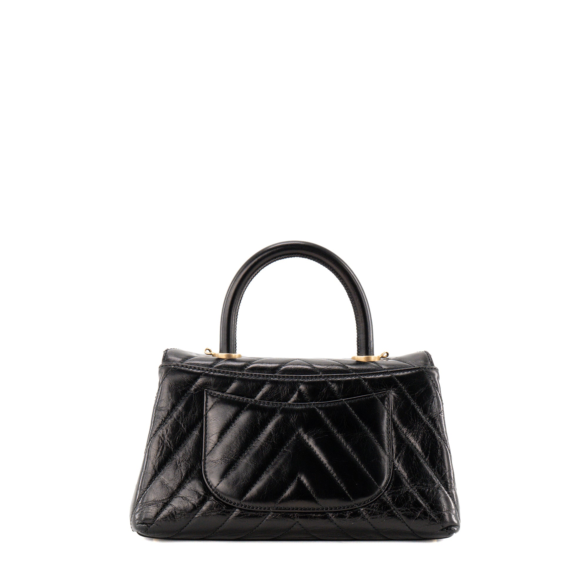CHANEL - Sac à bandoulière Coco Handle small Chanel en cuir noir