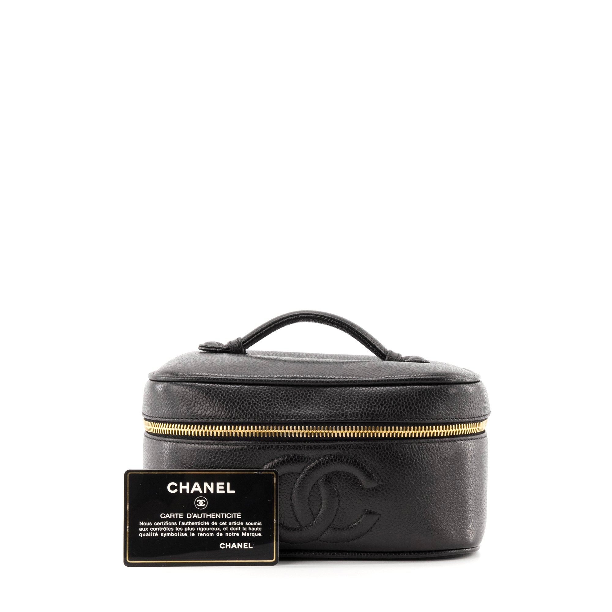 CHANEL - Sac à main Vanity Chanel en cuir caviar noir vintage
