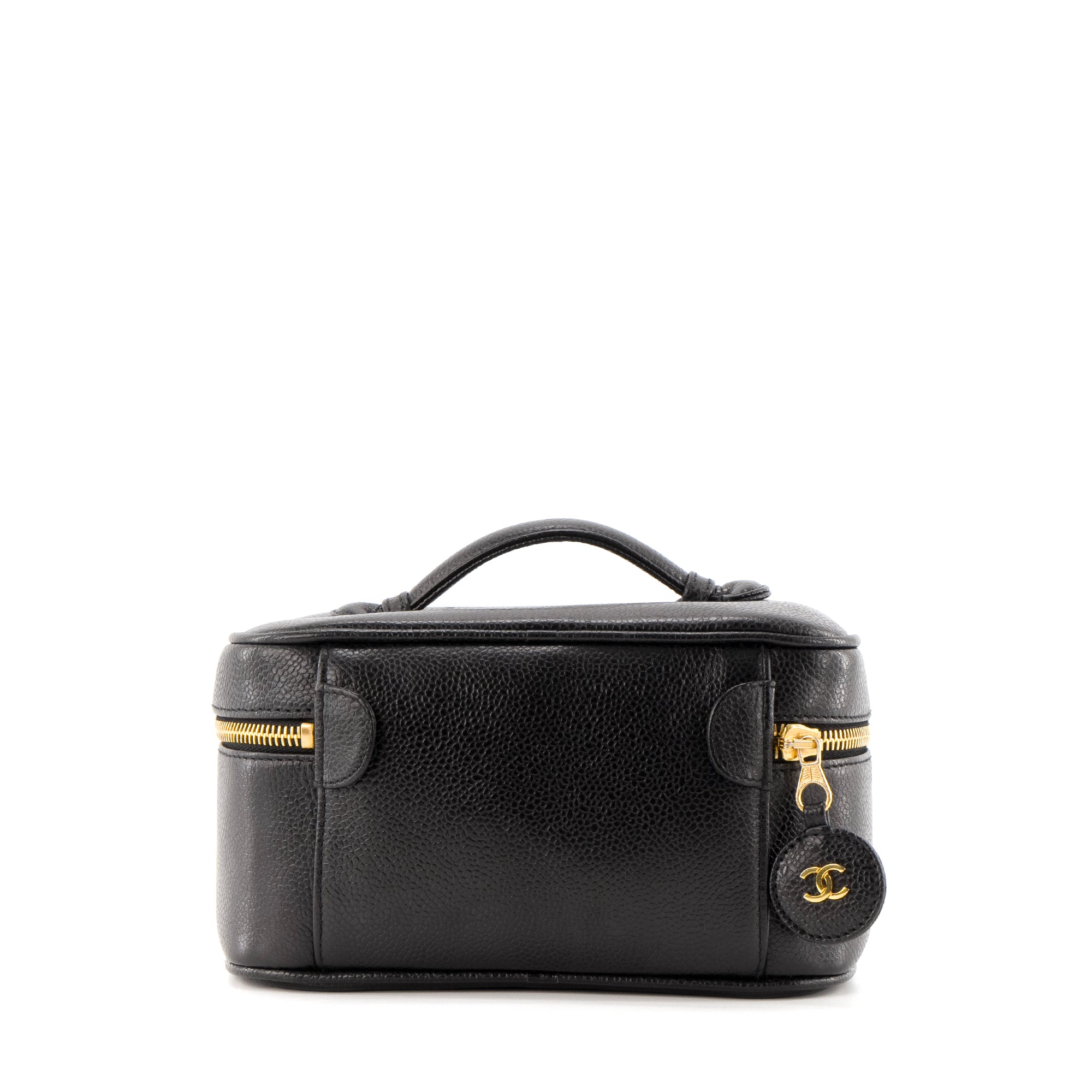 CHANEL - Sac à main Vanity Chanel en cuir caviar noir vintage