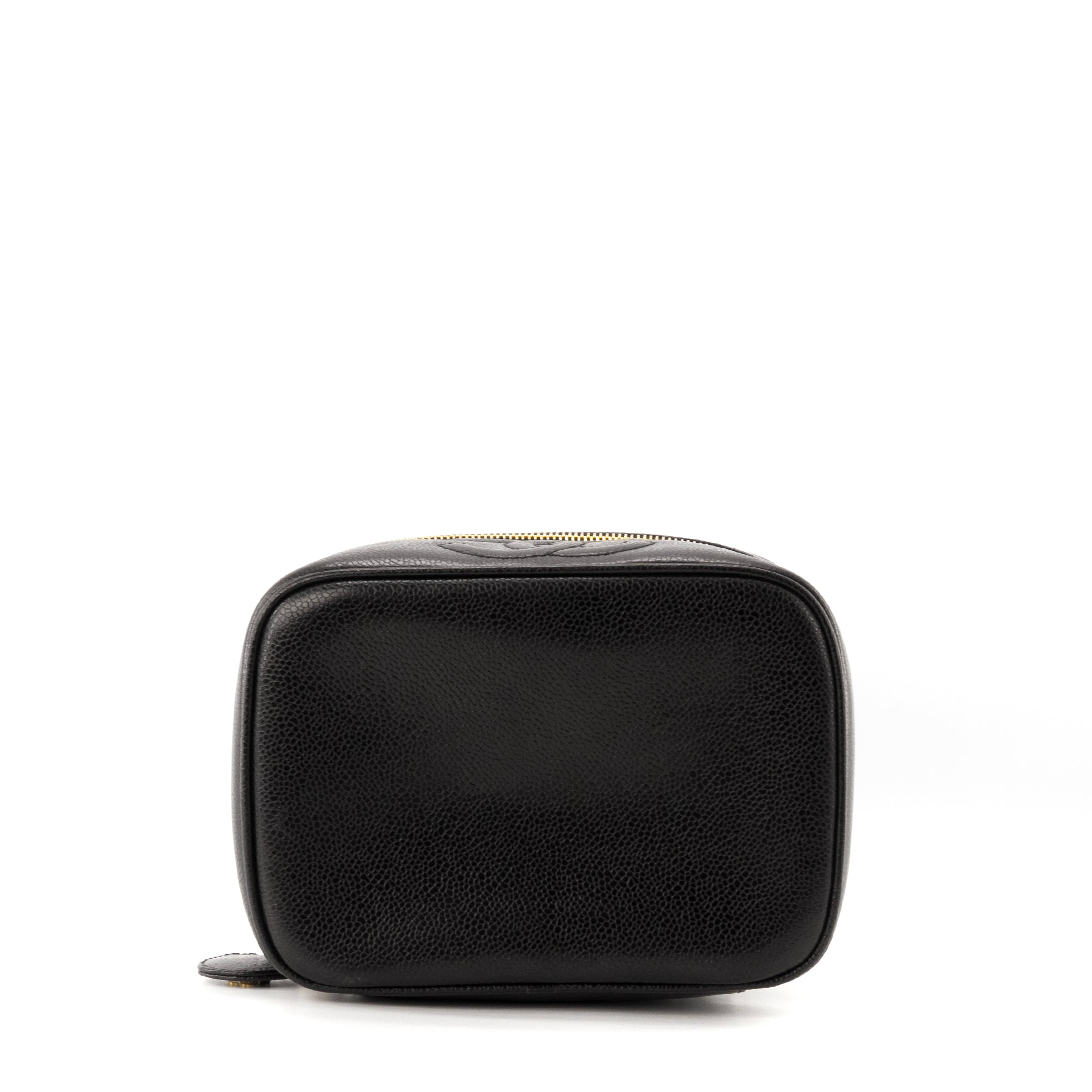 CHANEL - Sac à main Vanity Chanel en cuir caviar noir vintage