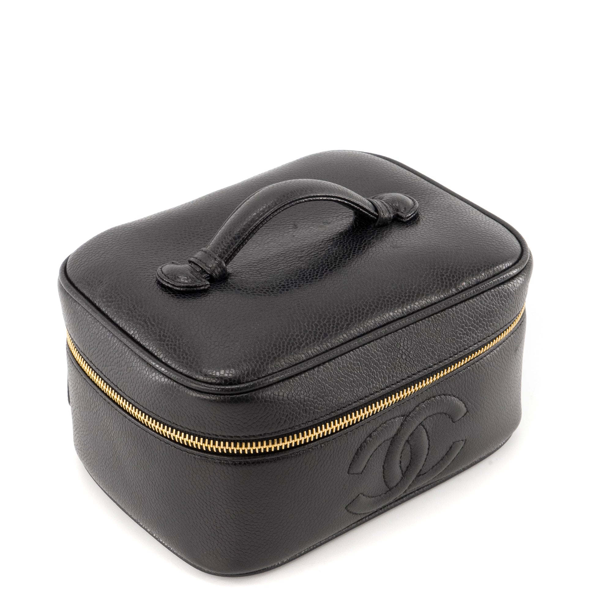 CHANEL - Sac à main Vanity Chanel en cuir caviar noir vintage