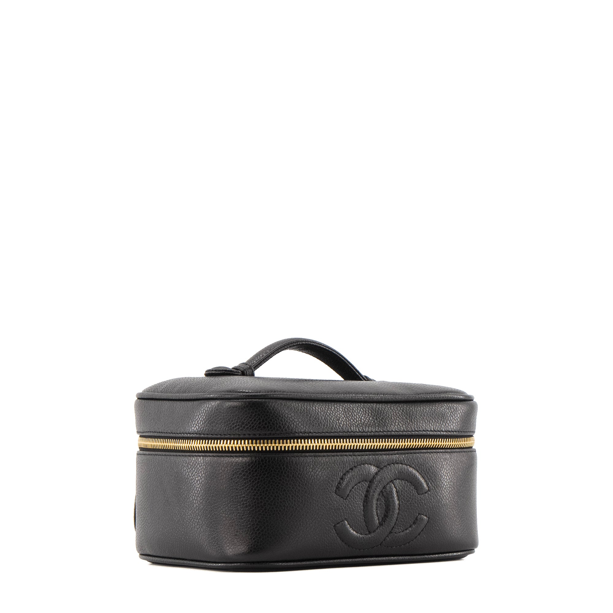 CHANEL - Sac à main Vanity Chanel en cuir caviar noir vintage