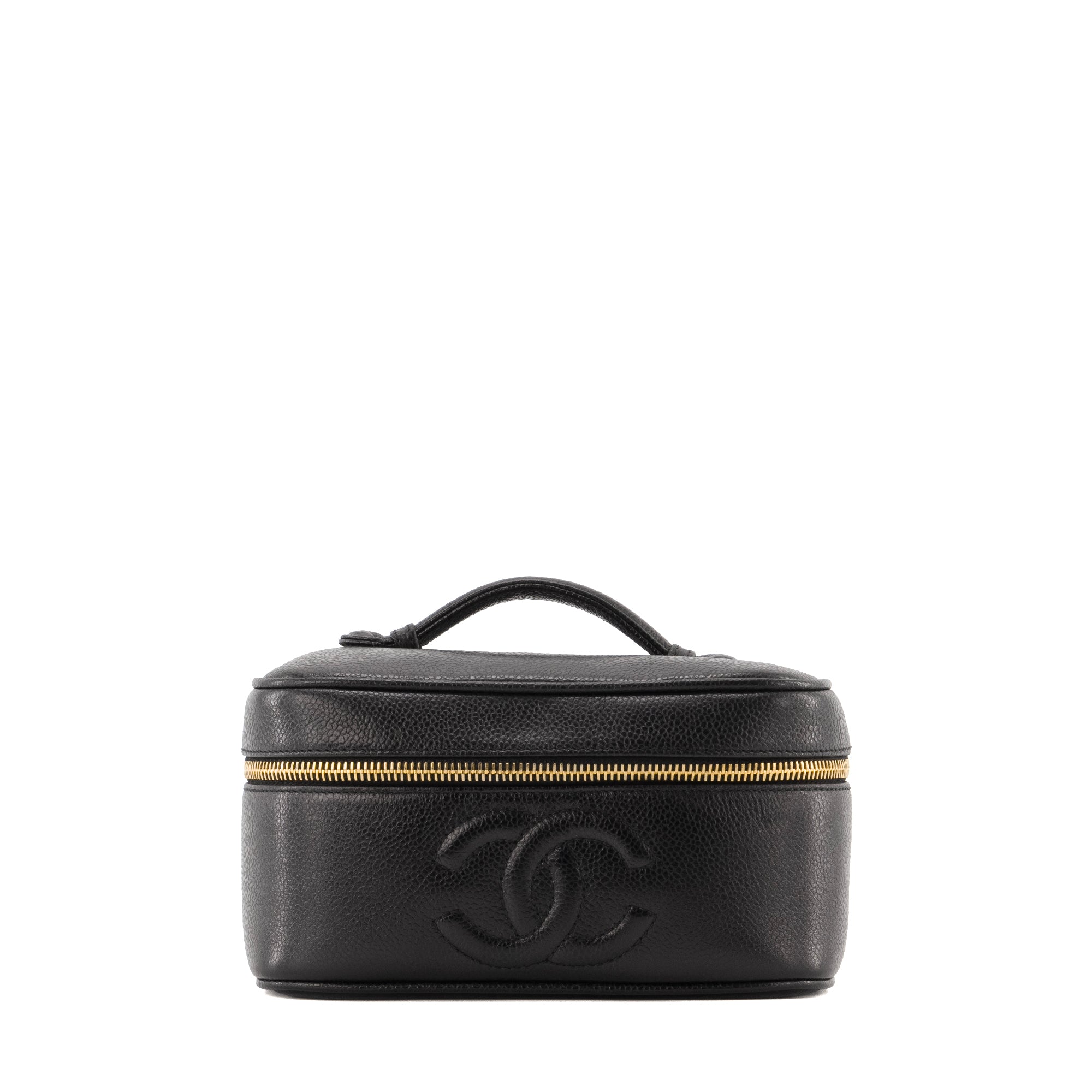 CHANEL - Sac à main Vanity Chanel en cuir caviar noir vintage