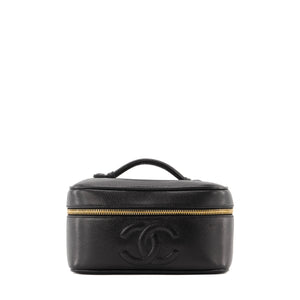 CHANEL - Sac à main Vanity Chanel en cuir caviar noir vintage