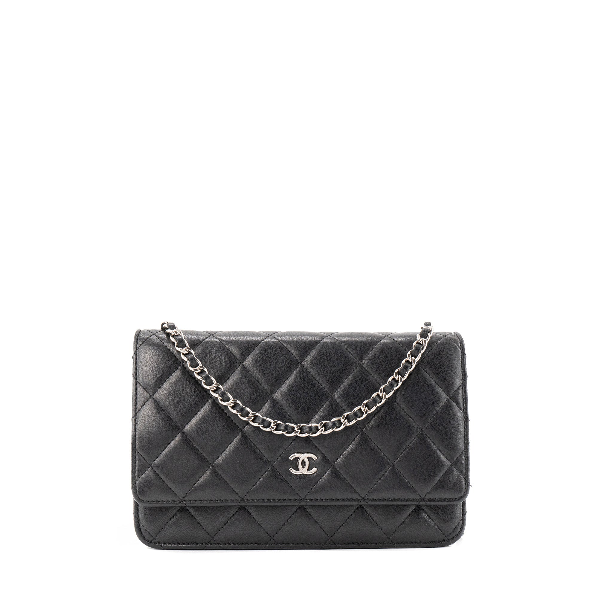 CHANEL - Sac à main Wallet on Chain Chanel en cuir lisse noir