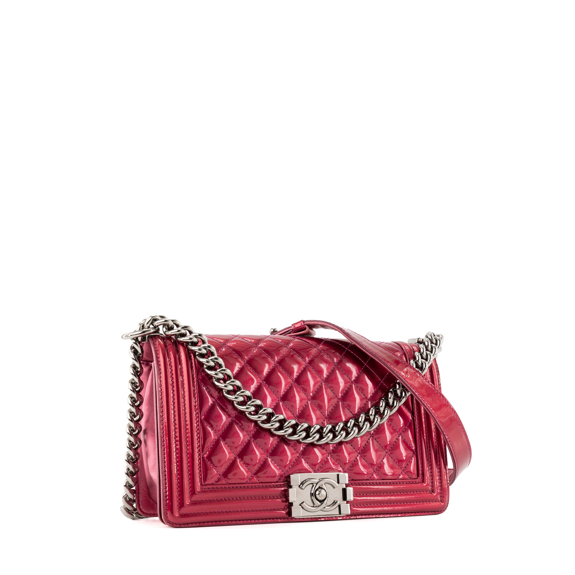 CHANEL - Pink Patent Leather Boy Bag