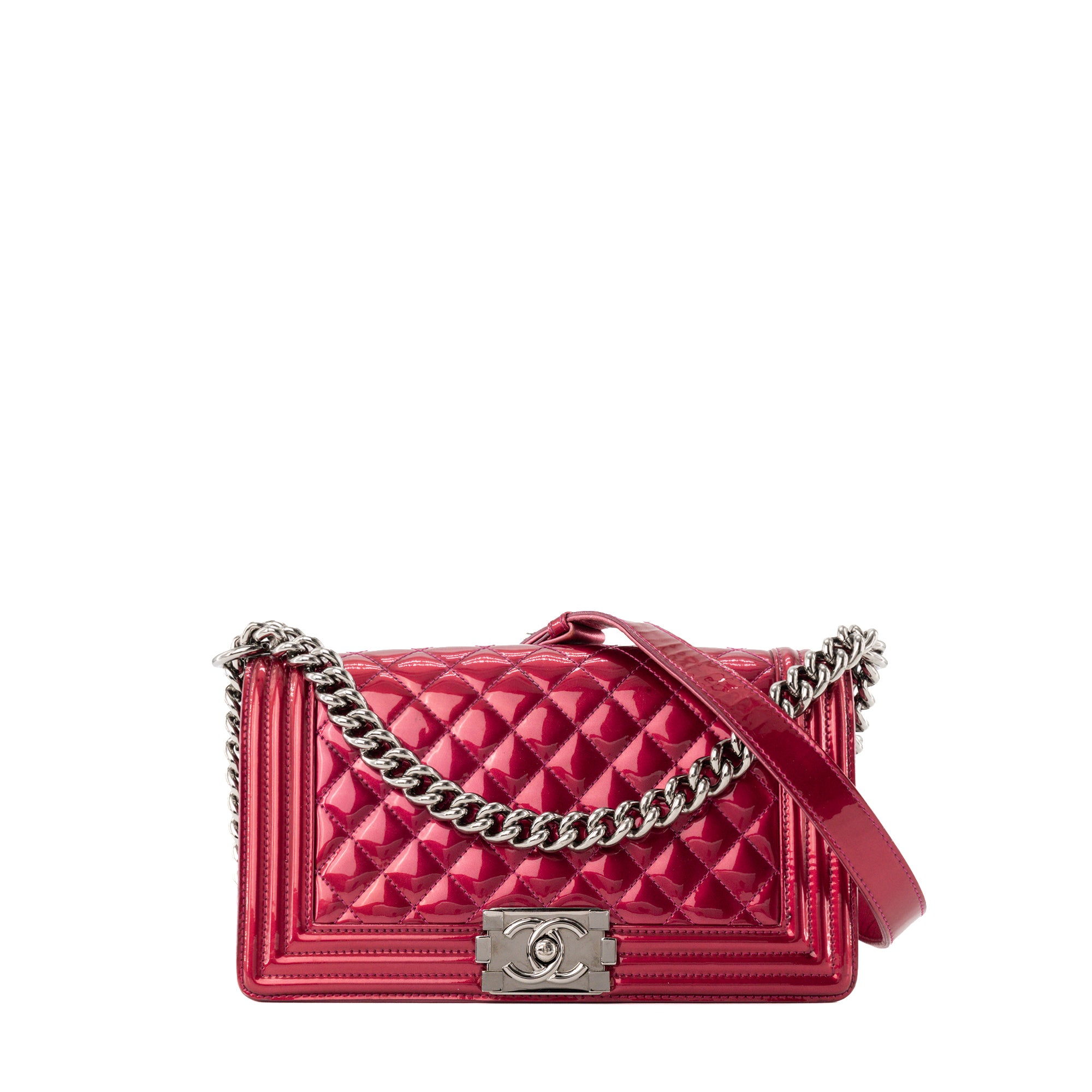 CHANEL - Pink Patent Leather Boy Bag