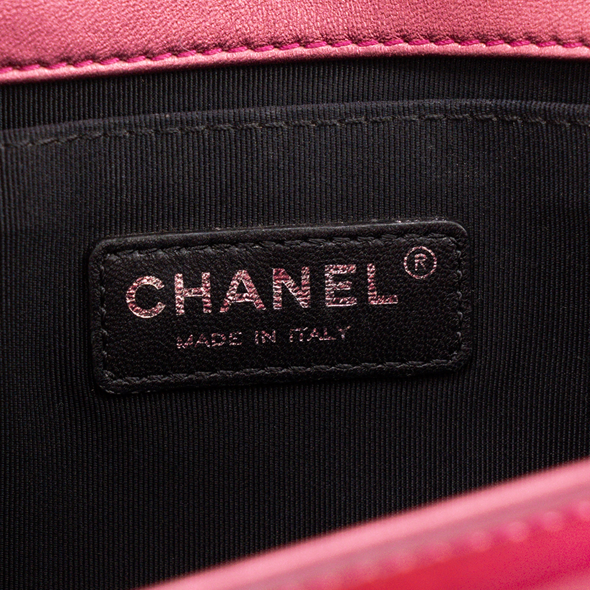 CHANEL - Pink Patent Leather Boy Bag