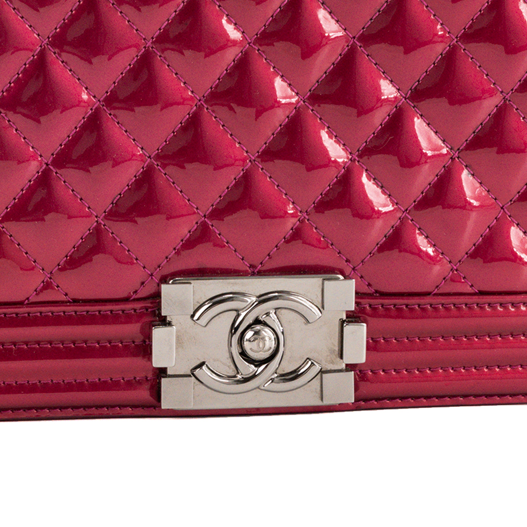 CHANEL - Pink Patent Leather Boy Bag