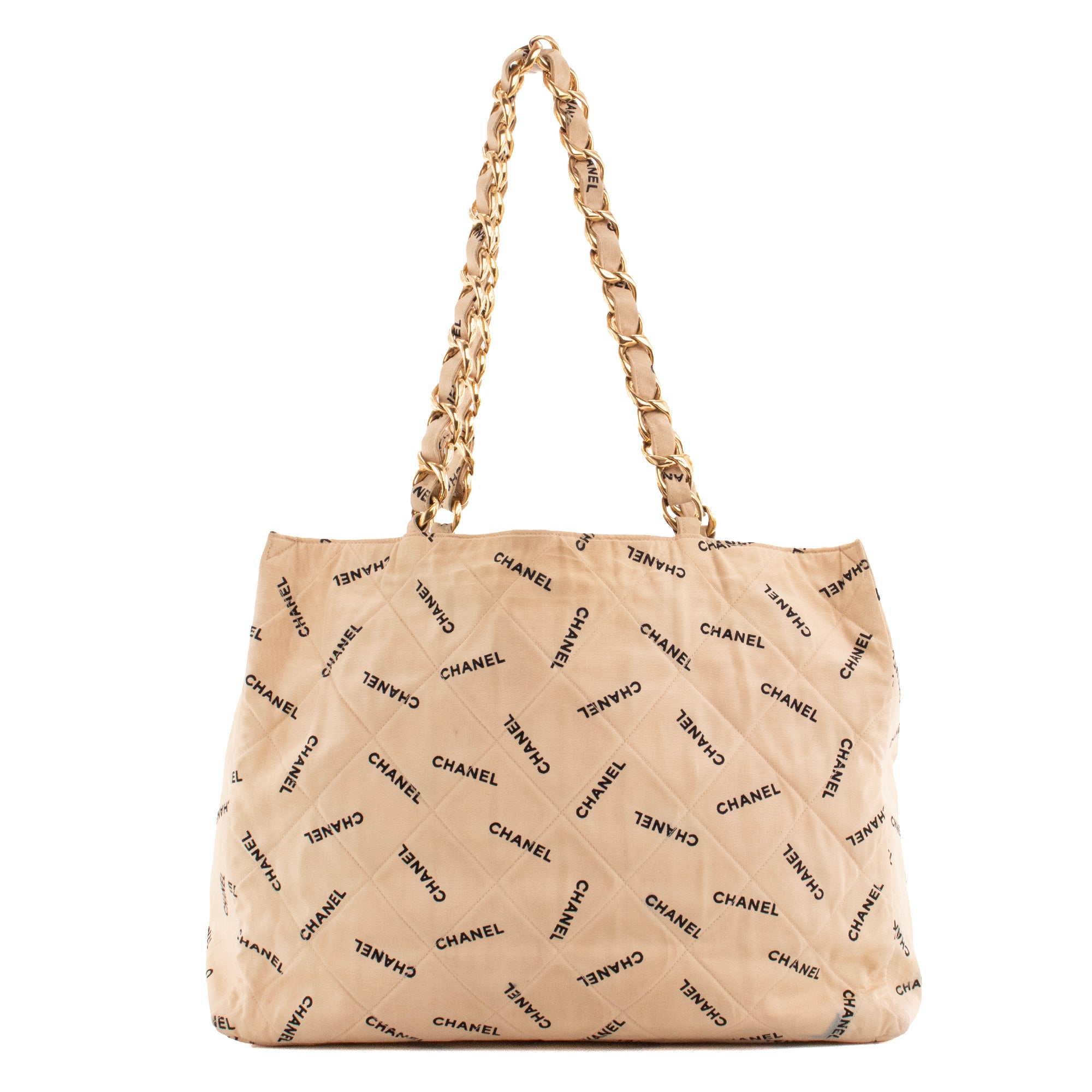 CHANEL - Sac cabas Chanel en toile beige