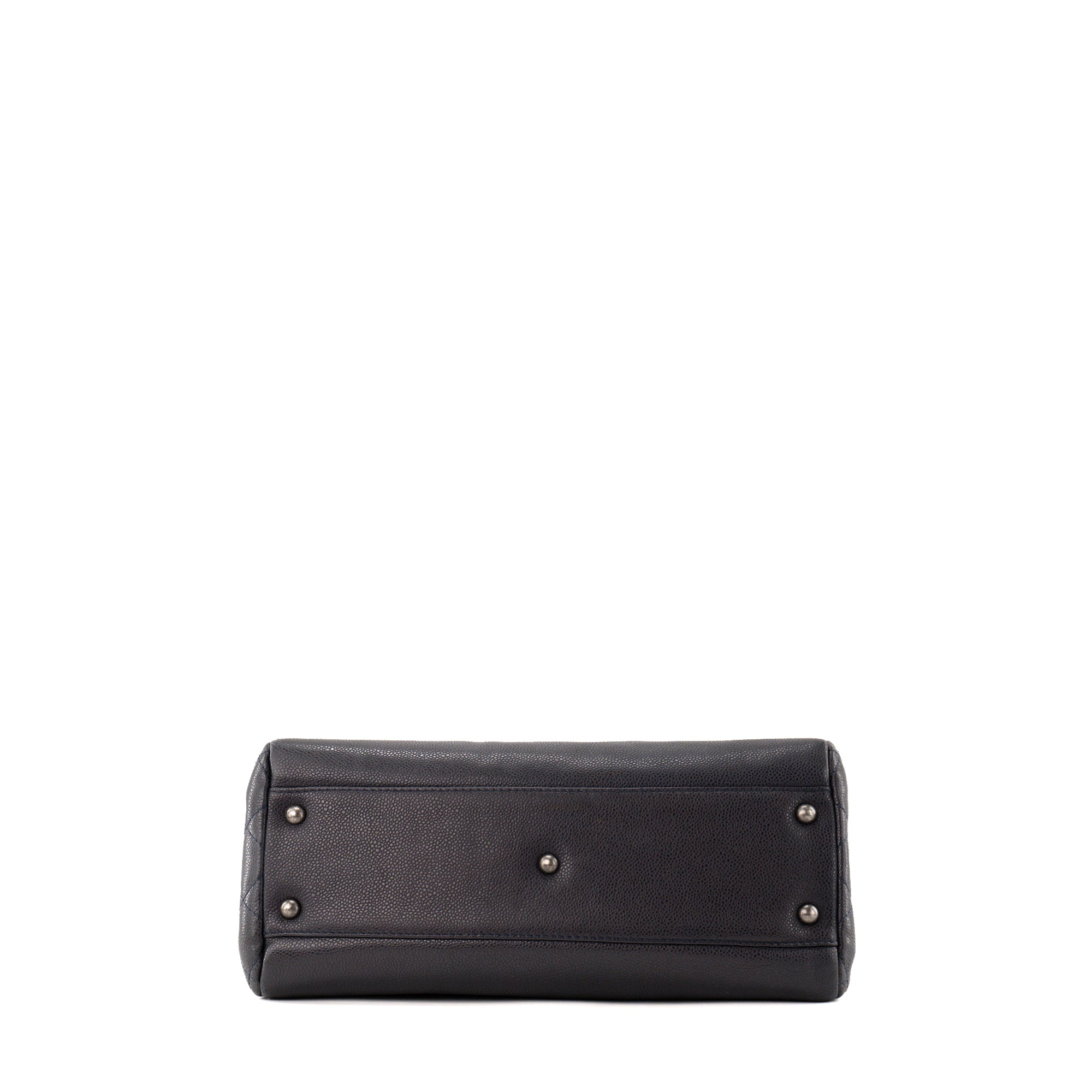 CHANEL - Sac Cabas Shopping Chanel en cuir caviar bleu marine