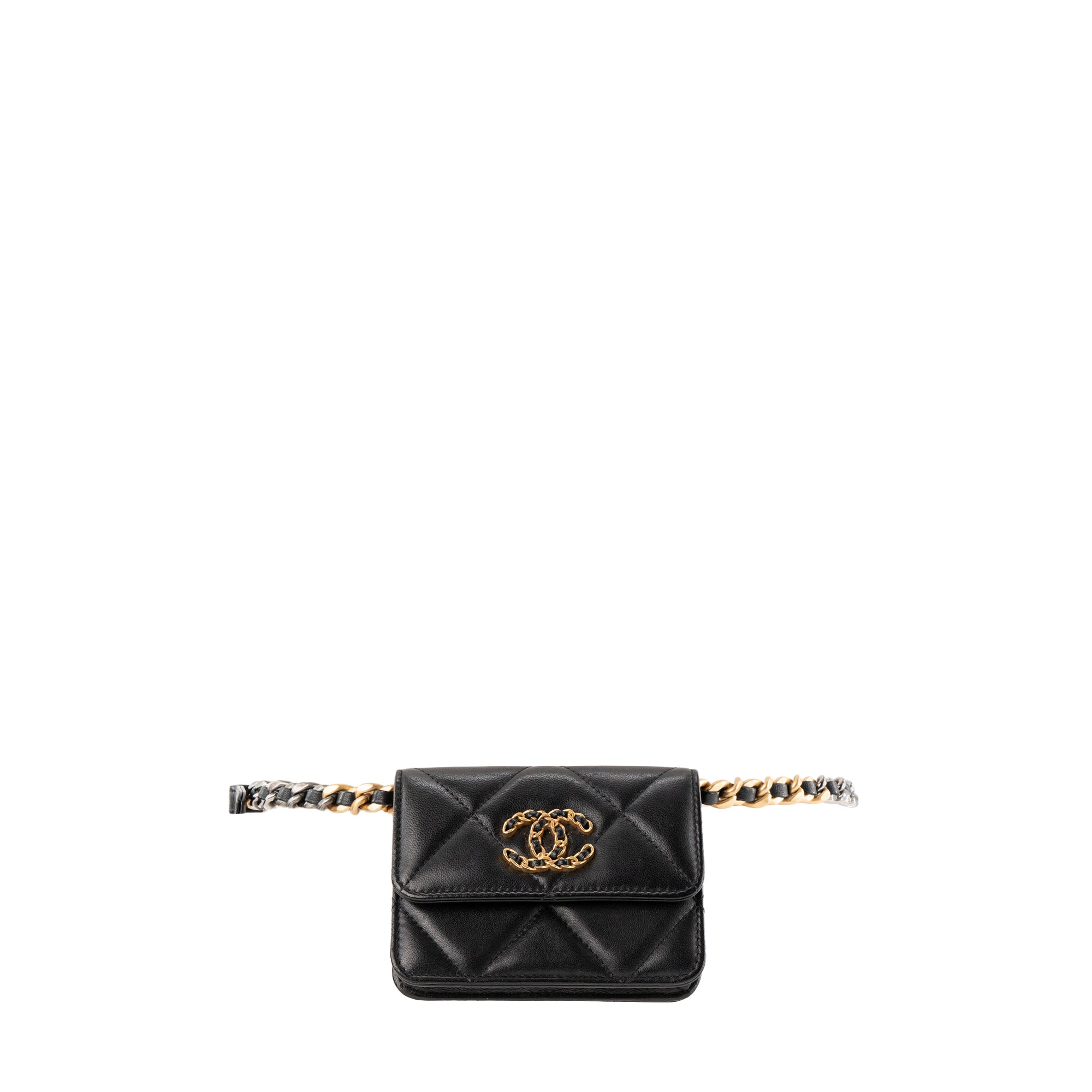 CHANEL - Sac ceinture 19 Chanel en cuir lisse noir
