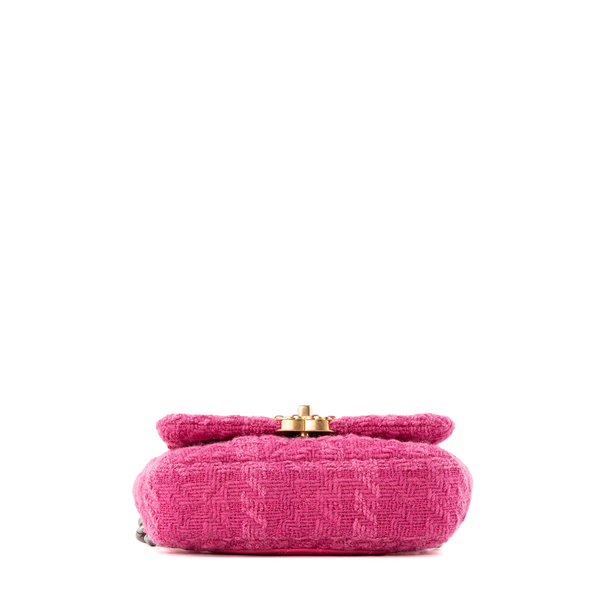 CHANEL - Sac ceinture Chanel 19 en tweed et cuir rose
