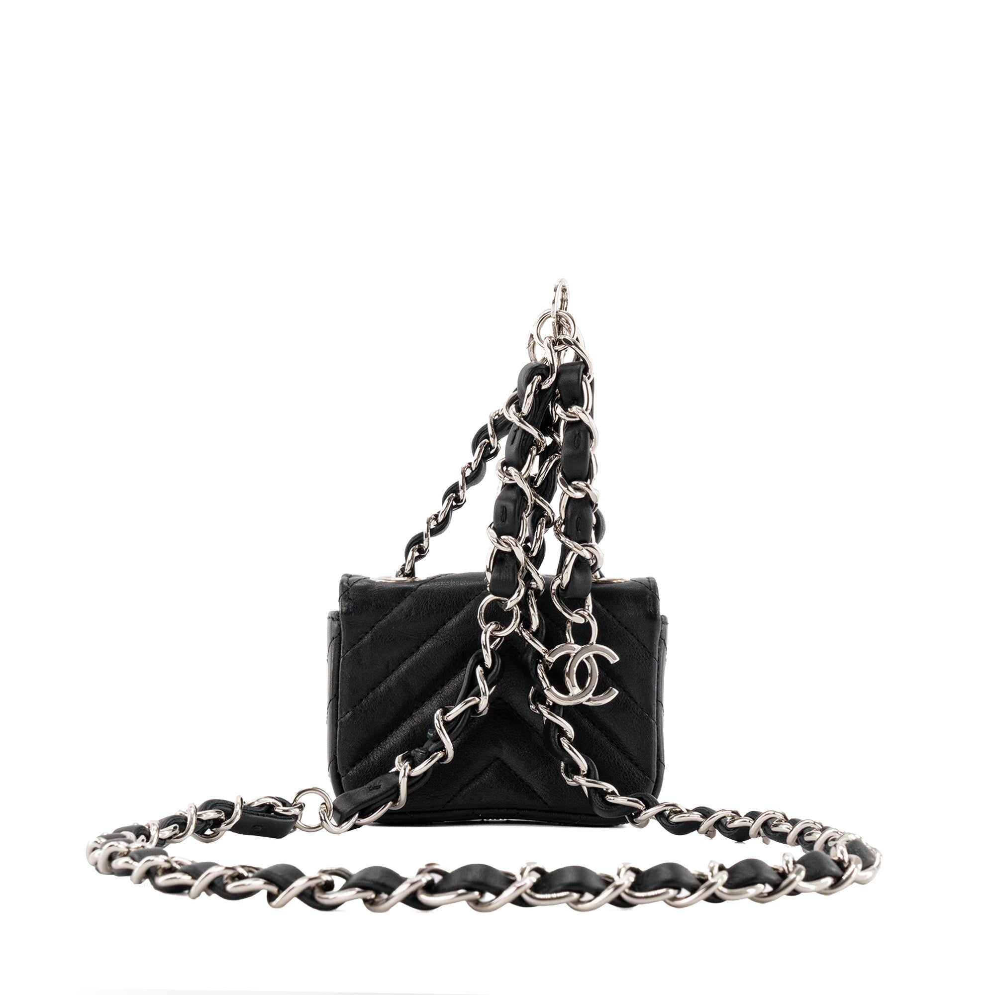 CHANEL - Sac ceinture Classique/Timeless micro Chanel en cuir lisse noir