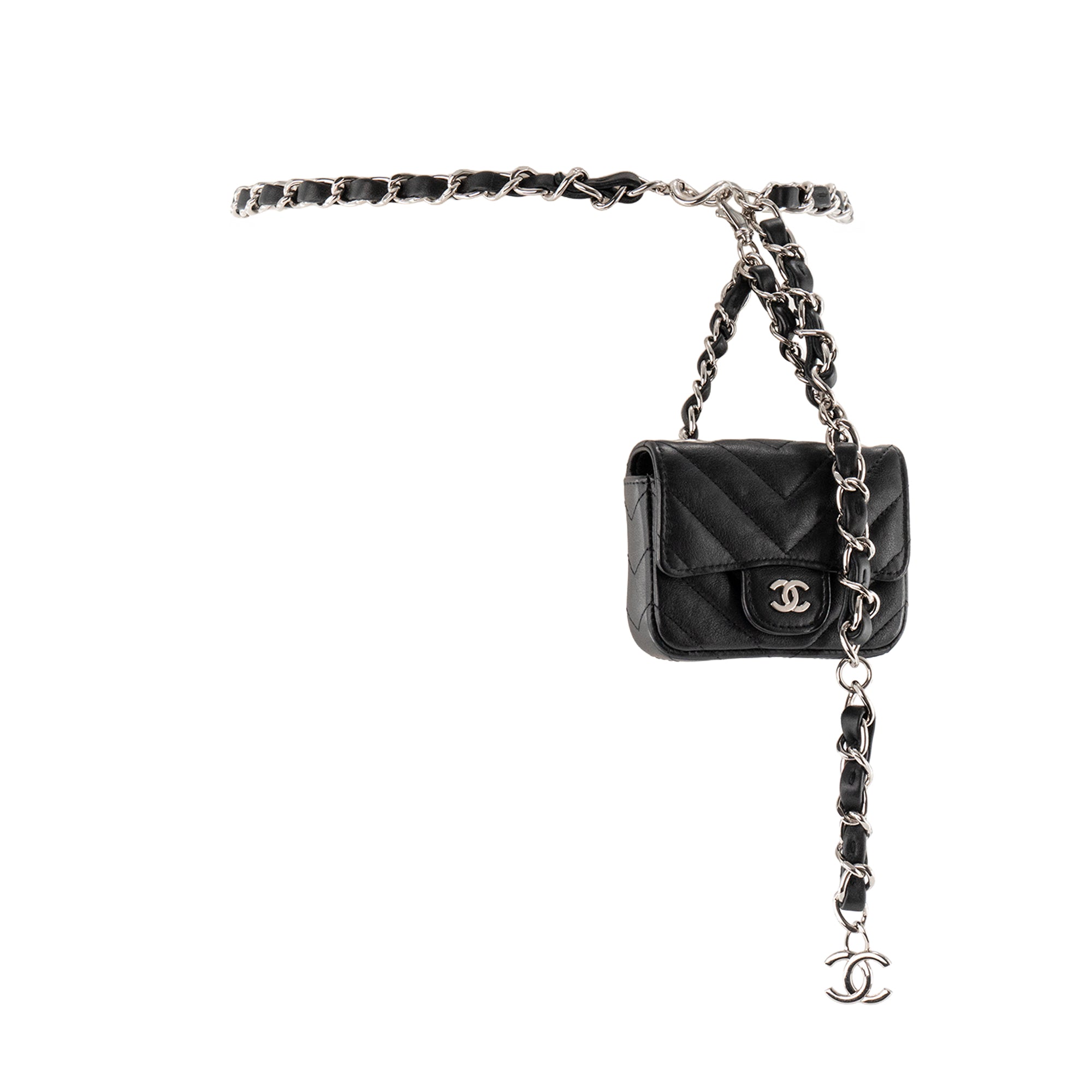 CHANEL - Sac ceinture Classique/Timeless micro Chanel en cuir lisse noir