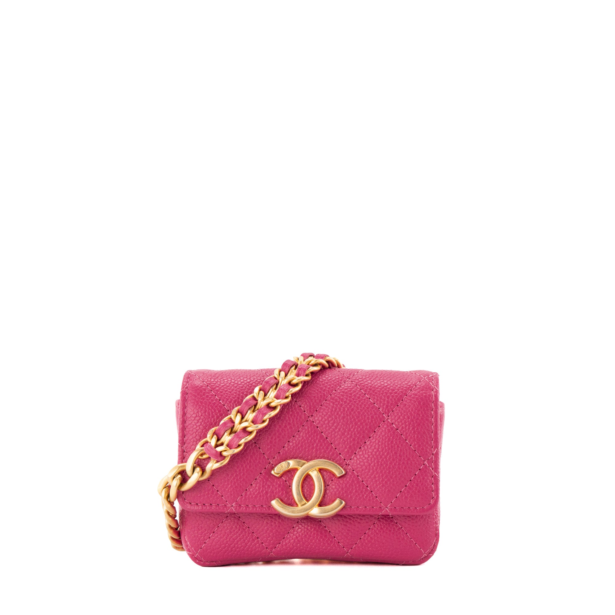 CHANEL - Sac ceinture Melody Chanel en cuir caviar rose (T85)