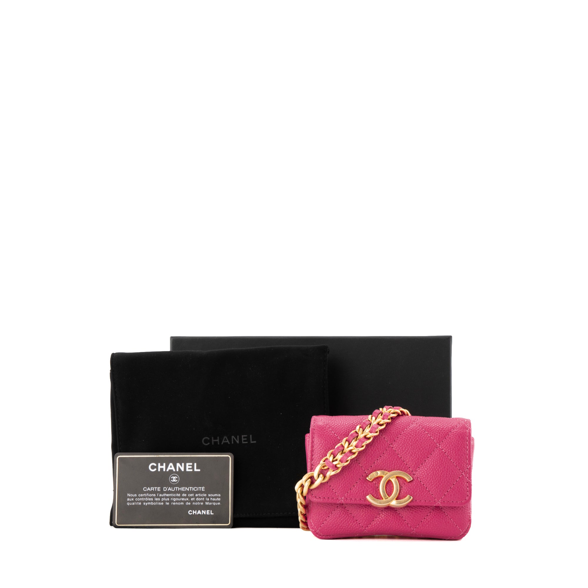 CHANEL - Sac ceinture Melody Chanel en cuir caviar rose (T85)