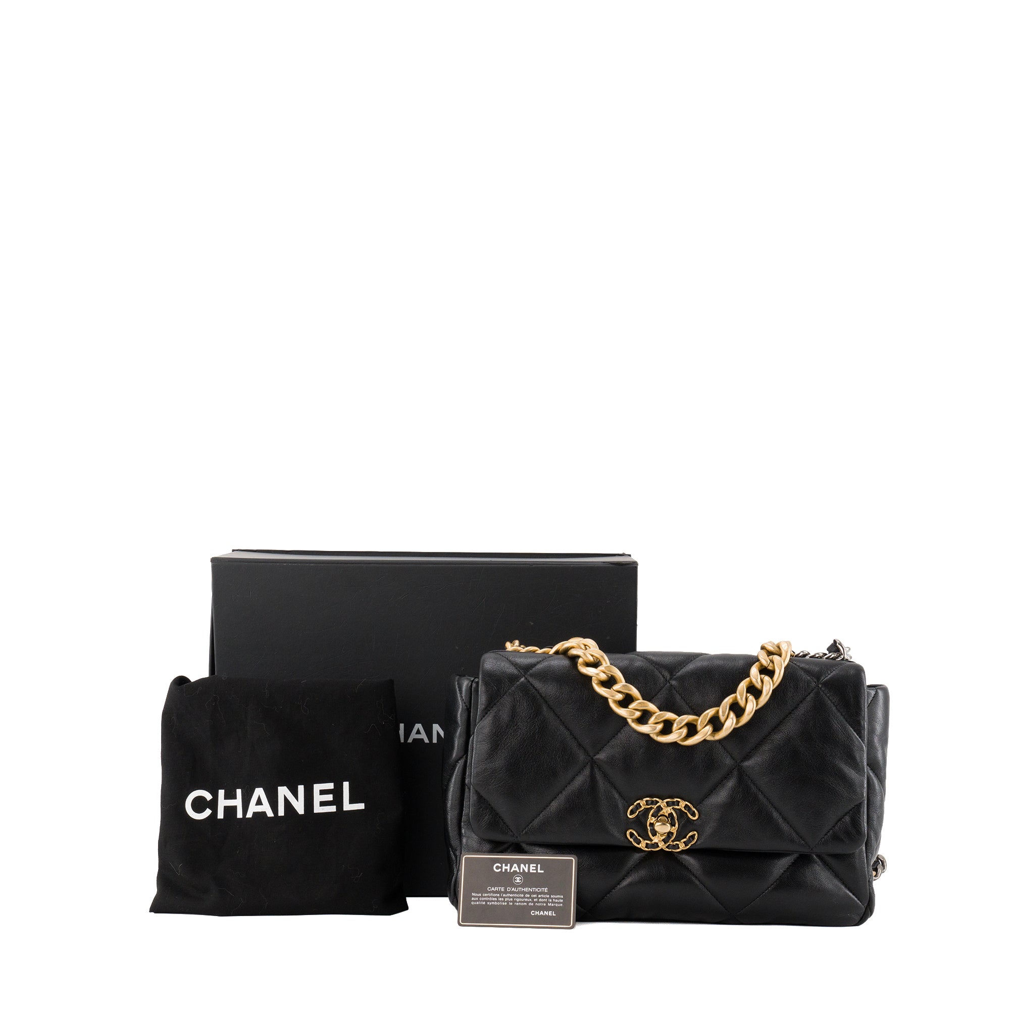 CHANEL - Sac à bandoulière Chanel 19 en cuir noir