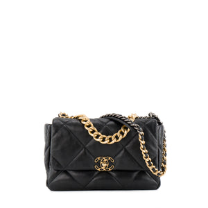 CHANEL - Sac à bandoulière Chanel 19 en cuir noir