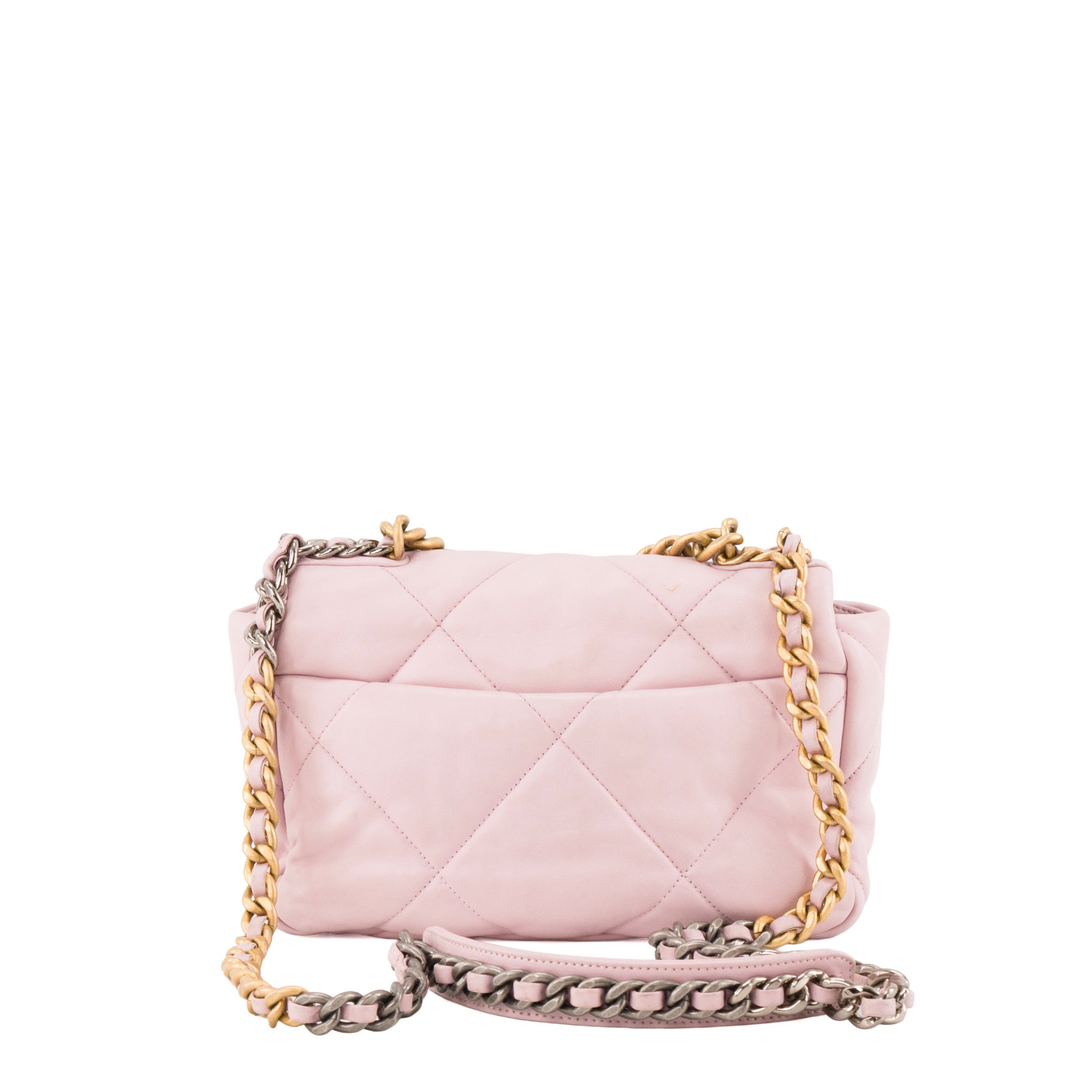 CHANEL - Sac à bandoulière Chanel 19 en cuir lisse rose