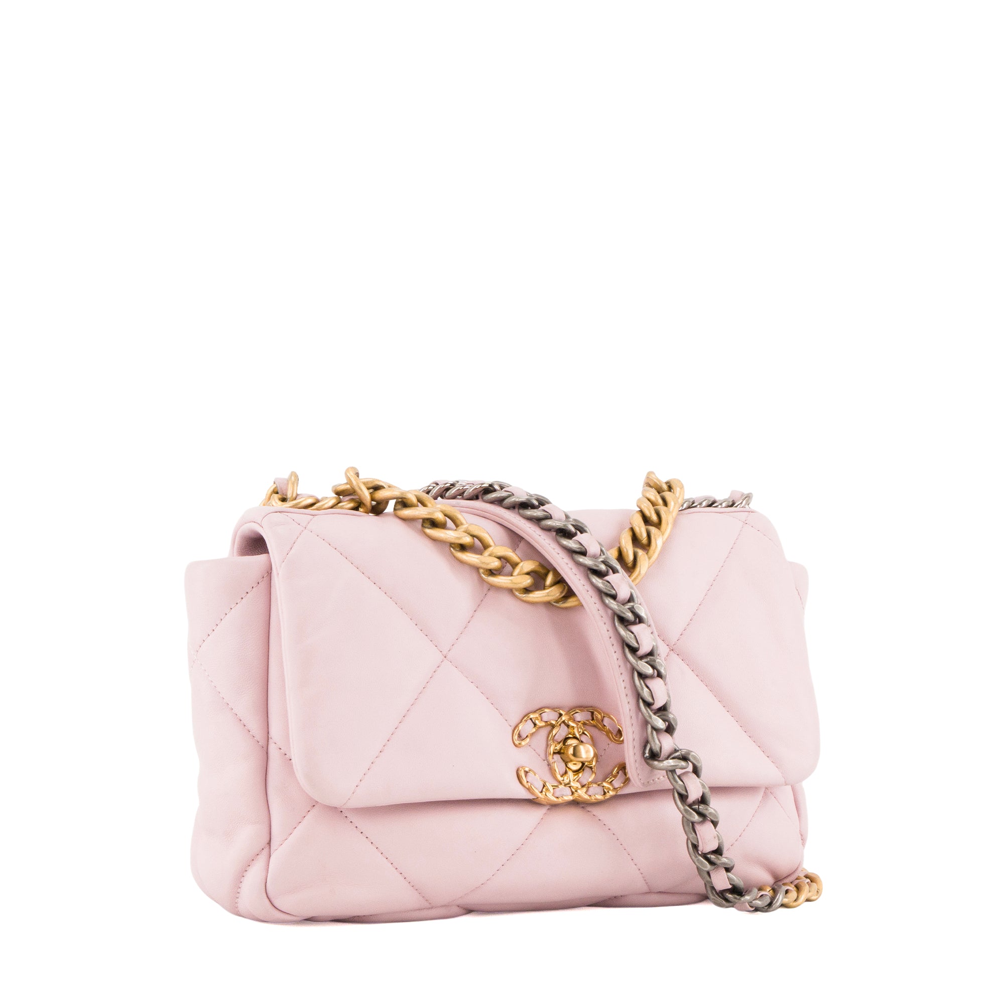 CHANEL - Sac à bandoulière Chanel 19 en cuir lisse rose