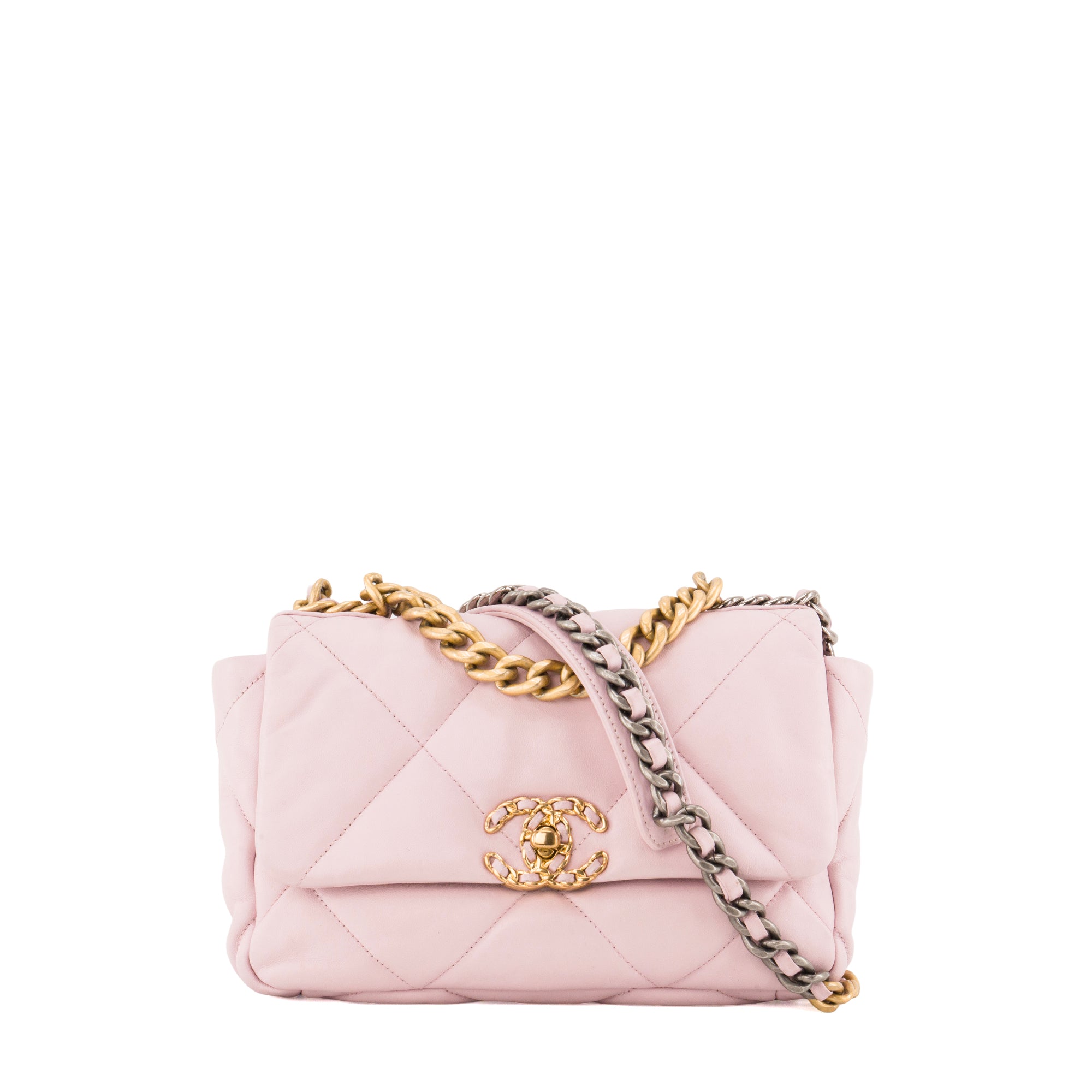 CHANEL - Sac à bandoulière Chanel 19 en cuir lisse rose