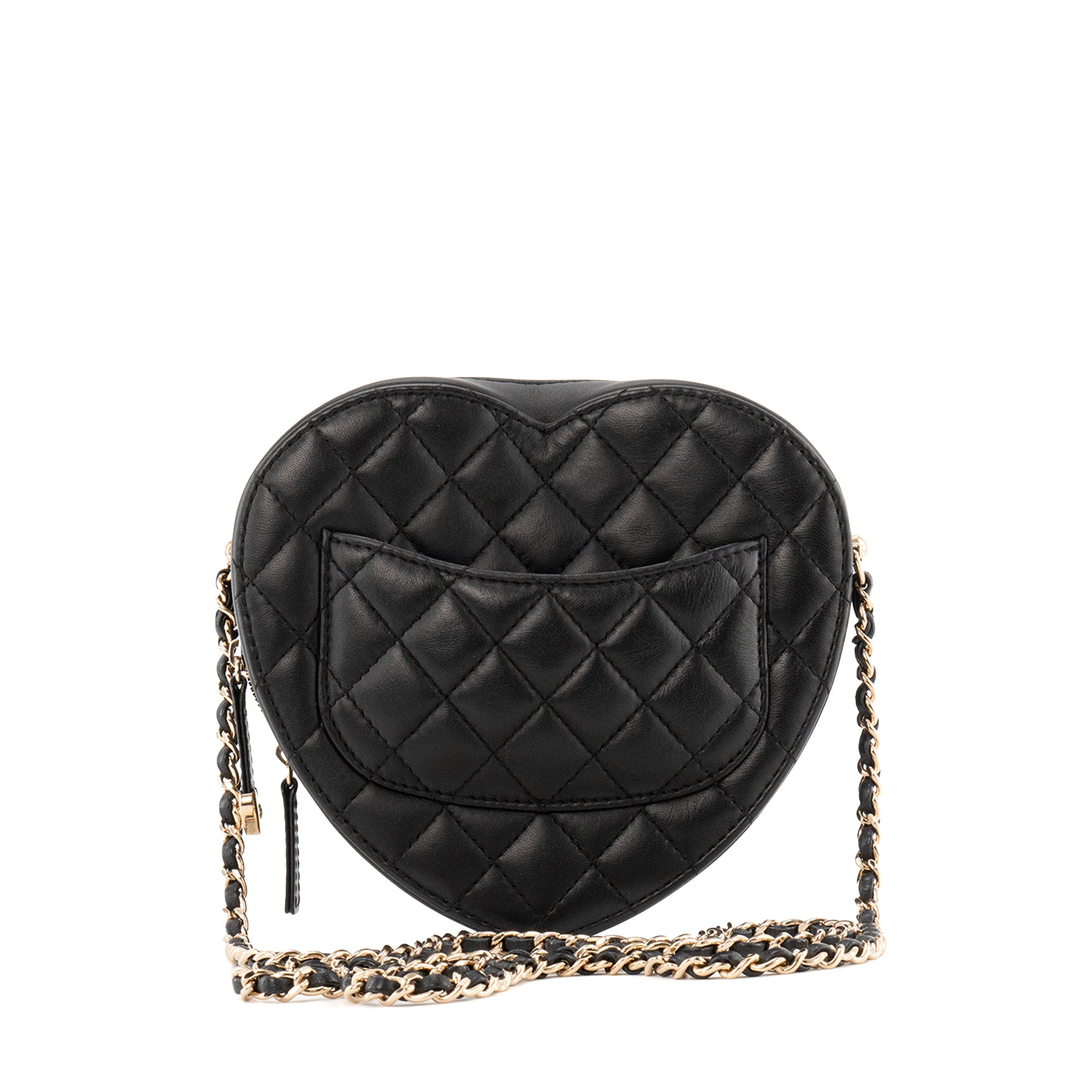 CHANEL - Sac à bandoulière Love Heart large Chanel en cuir lisse noir