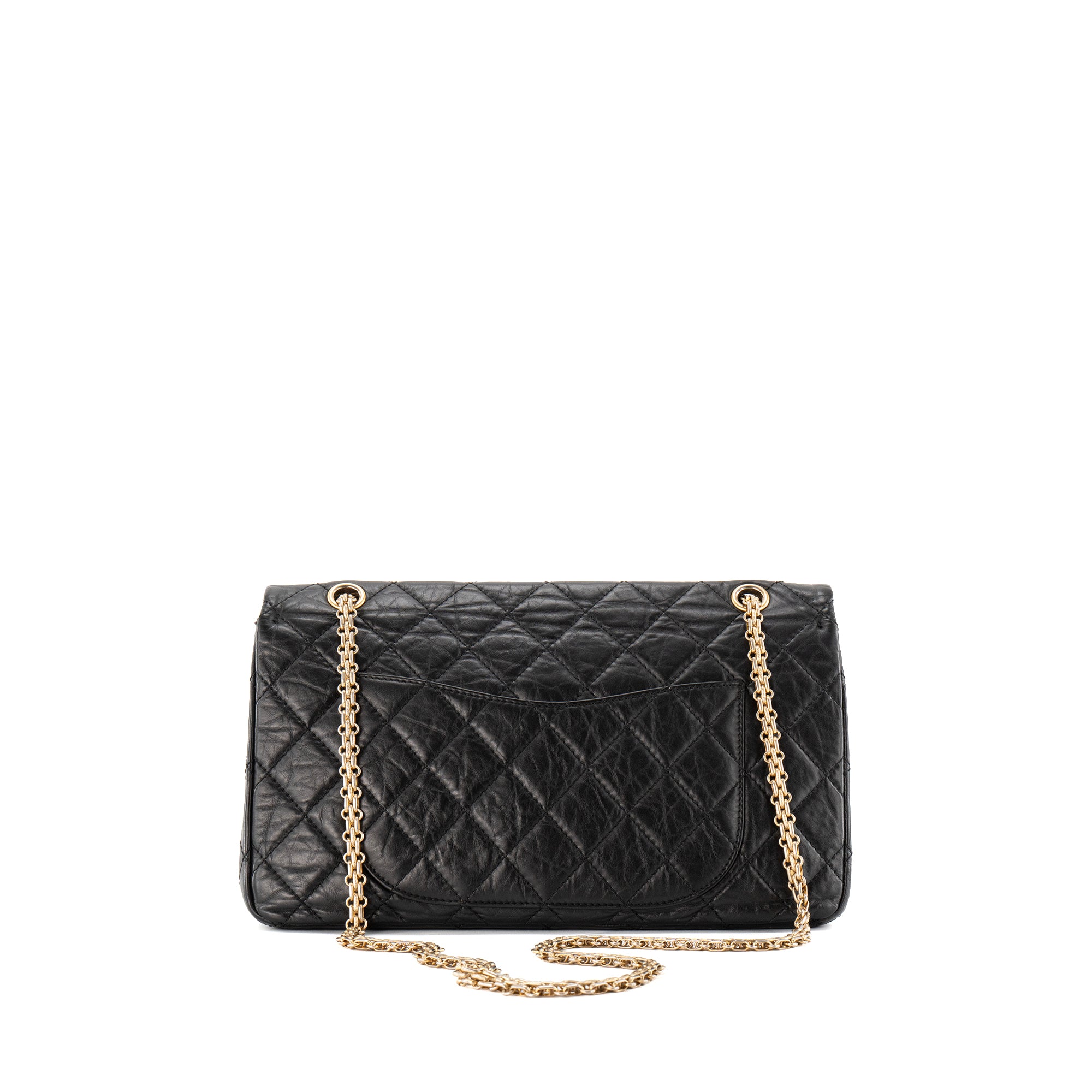 CHANEL - Sac à bandoulière 2.55 large Chanel en cuir froissé noir