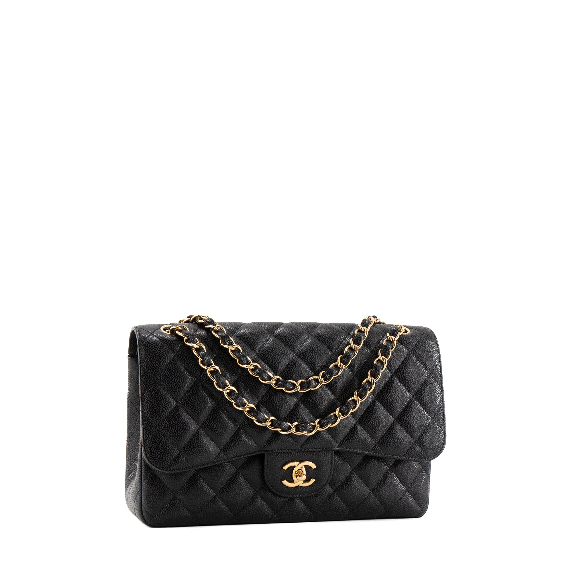 CHANEL - Sac à bandoulière Classique/Timeless Jumbo Chanel en cuir caviar noir