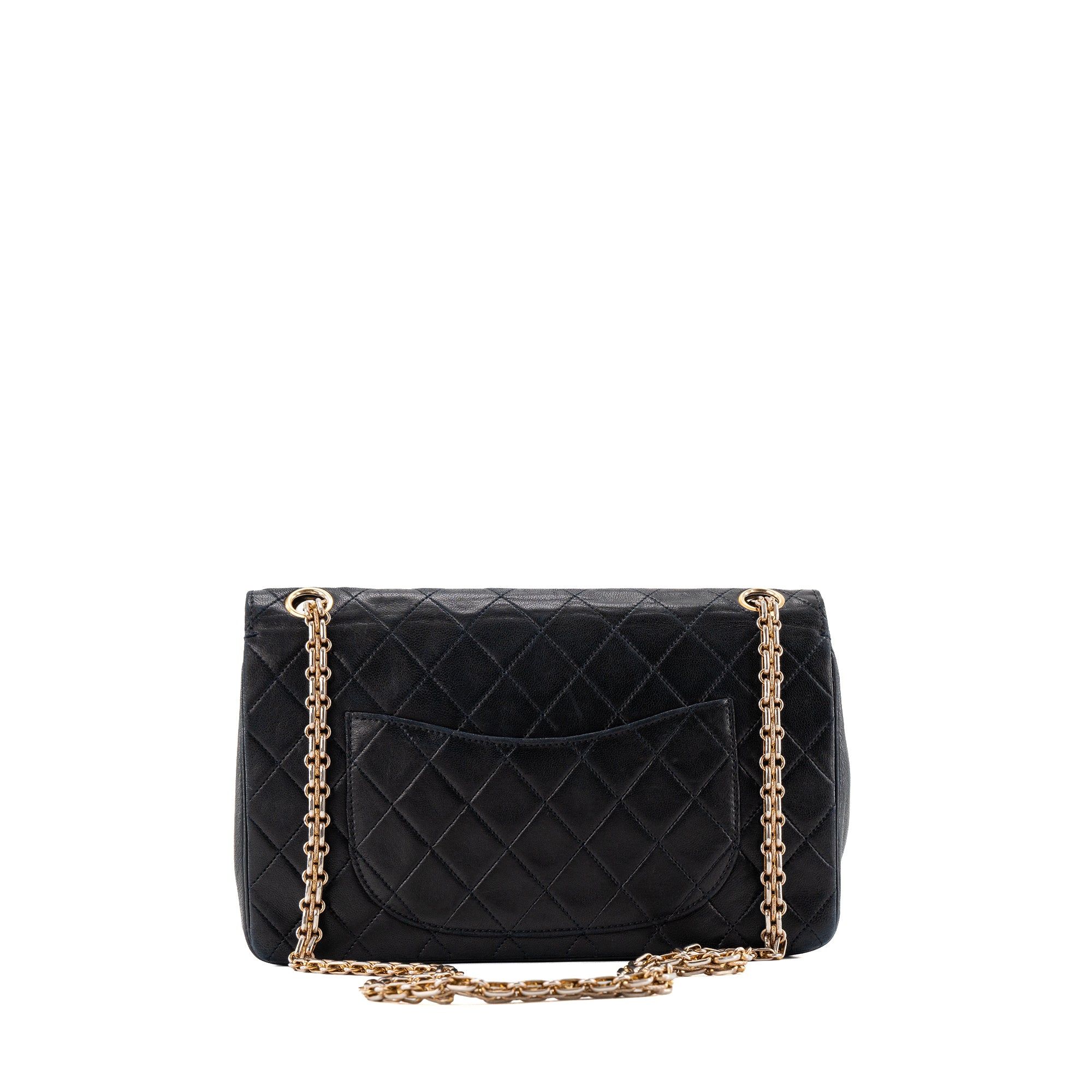 CHANEL - Sac à main Classique/Timeless Chanel en cuir lisse bleu marine vintage