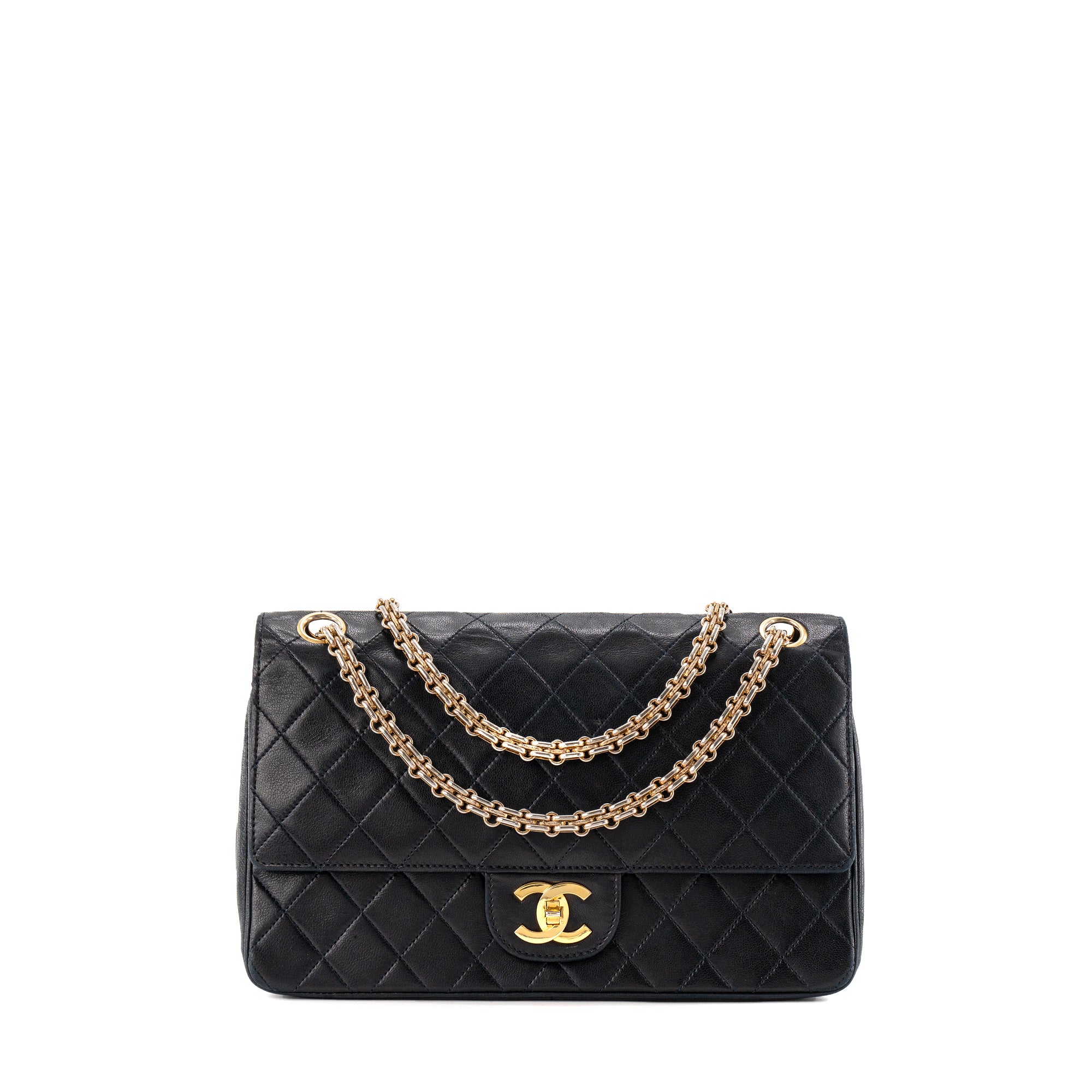 CHANEL - Sac à main Classique/Timeless Chanel en cuir lisse bleu marine vintage