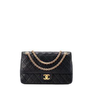 CHANEL - Sac à main Classique/Timeless Chanel en cuir lisse bleu marine vintage