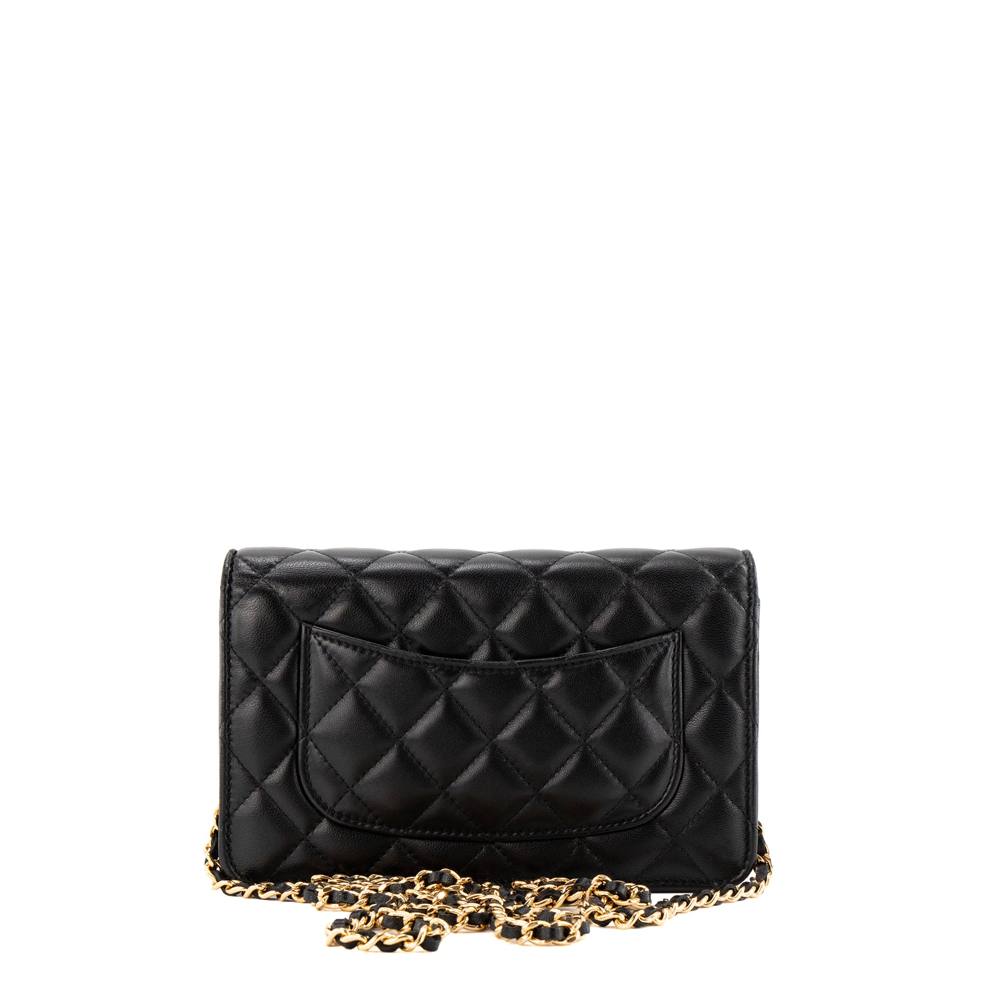 CHANEL - Sac à bandoulière Wallet On Chain Classique/Timeless Chanel en cuir lisse noir