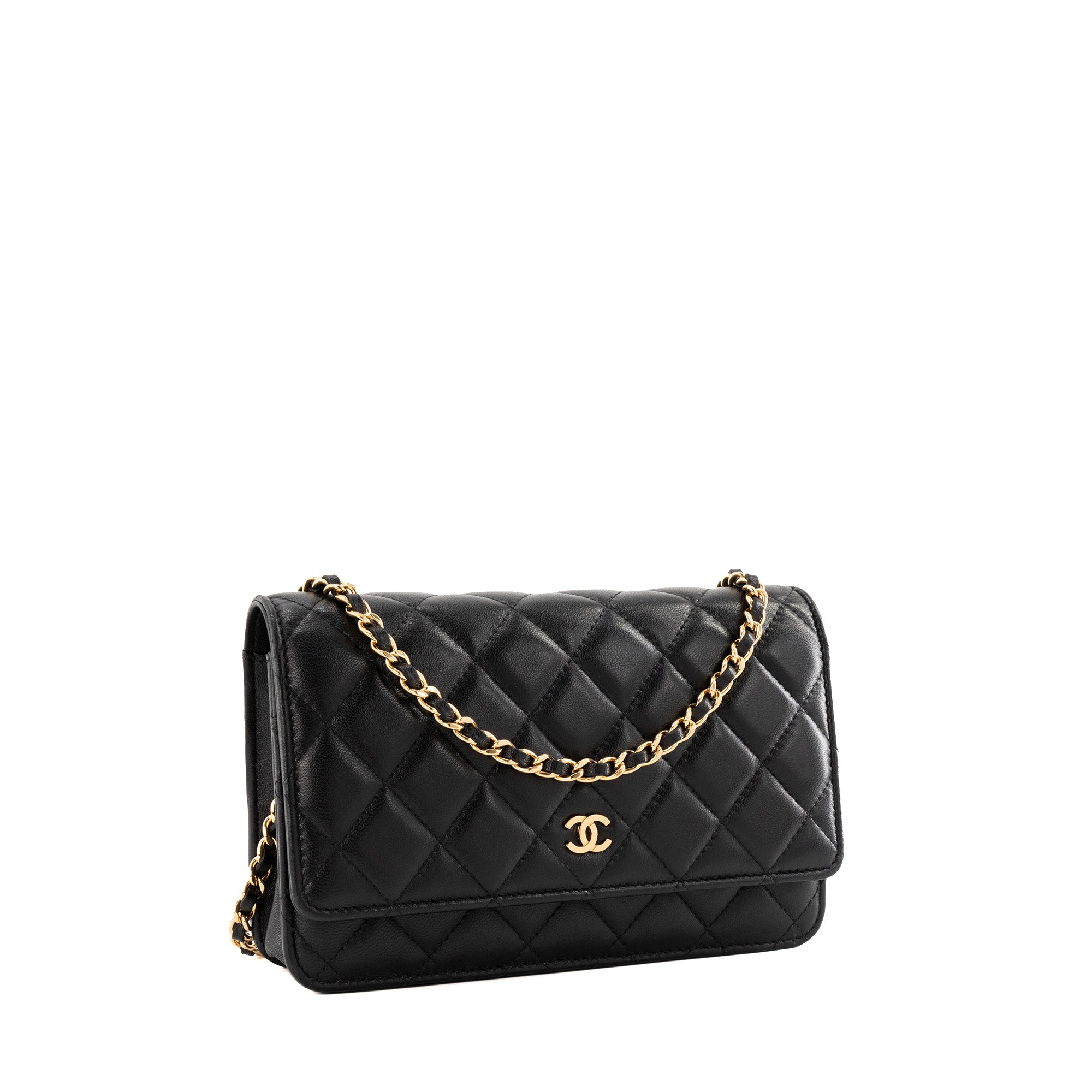 CHANEL - Sac à bandoulière Wallet On Chain Classique/Timeless Chanel en cuir lisse noir