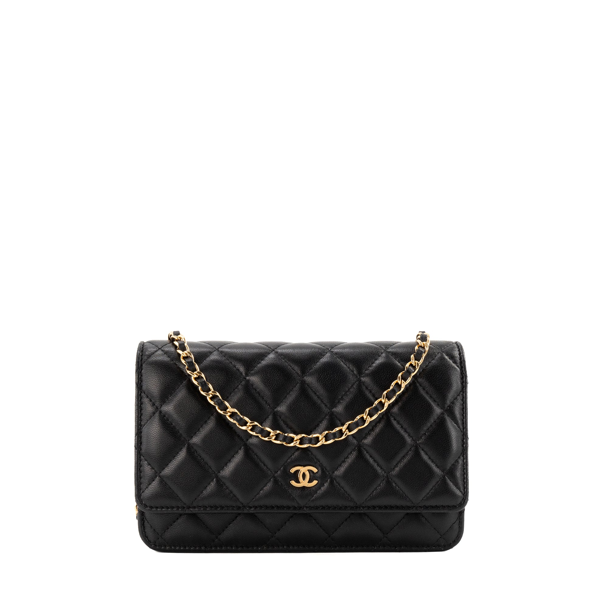 CHANEL - Sac à bandoulière Wallet On Chain Classique/Timeless Chanel en cuir lisse noir