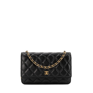 CHANEL - Sac à bandoulière Wallet On Chain Classique/Timeless Chanel en cuir lisse noir